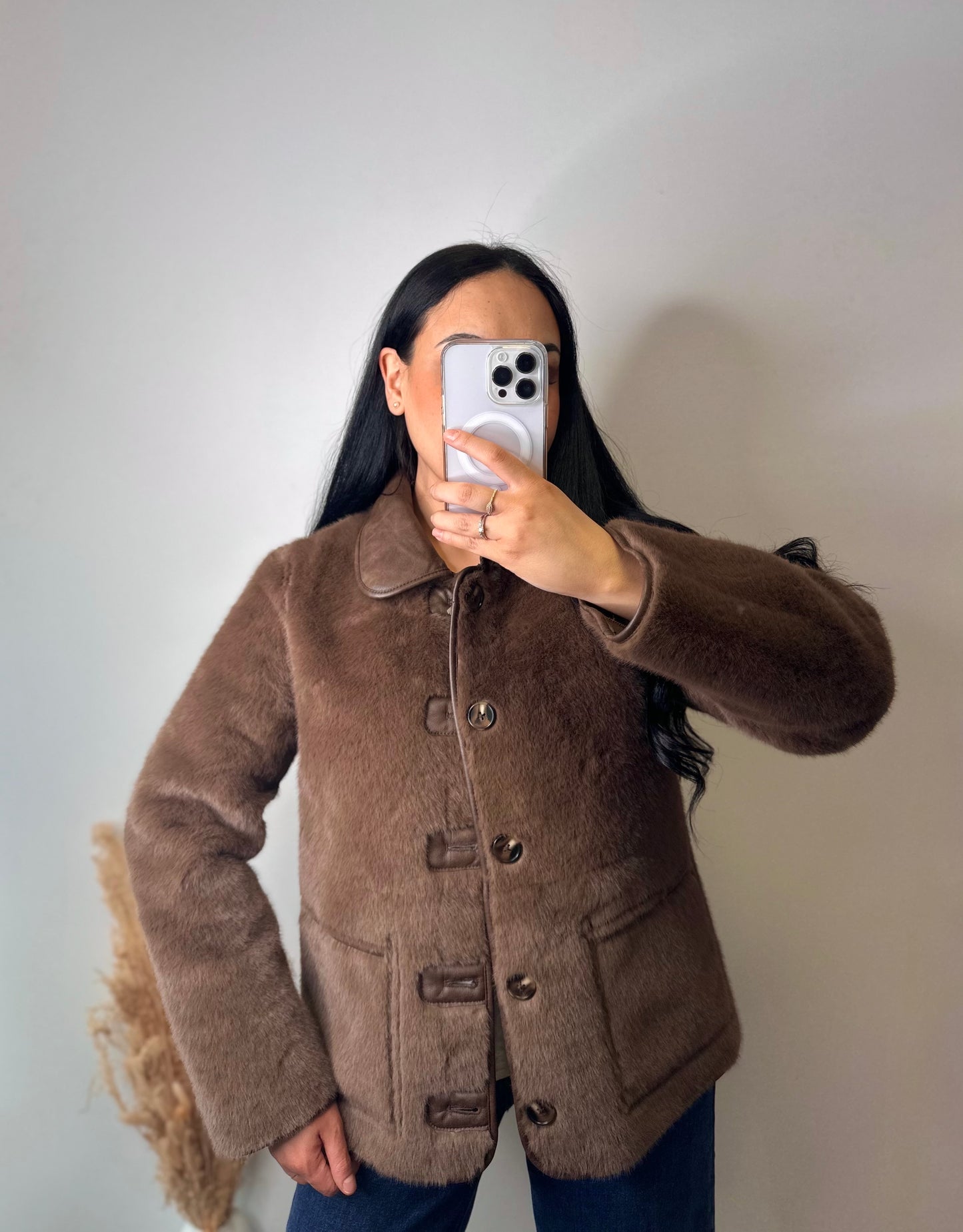 Blouson réversible rétro fourrure simili cuir - MARGAUX