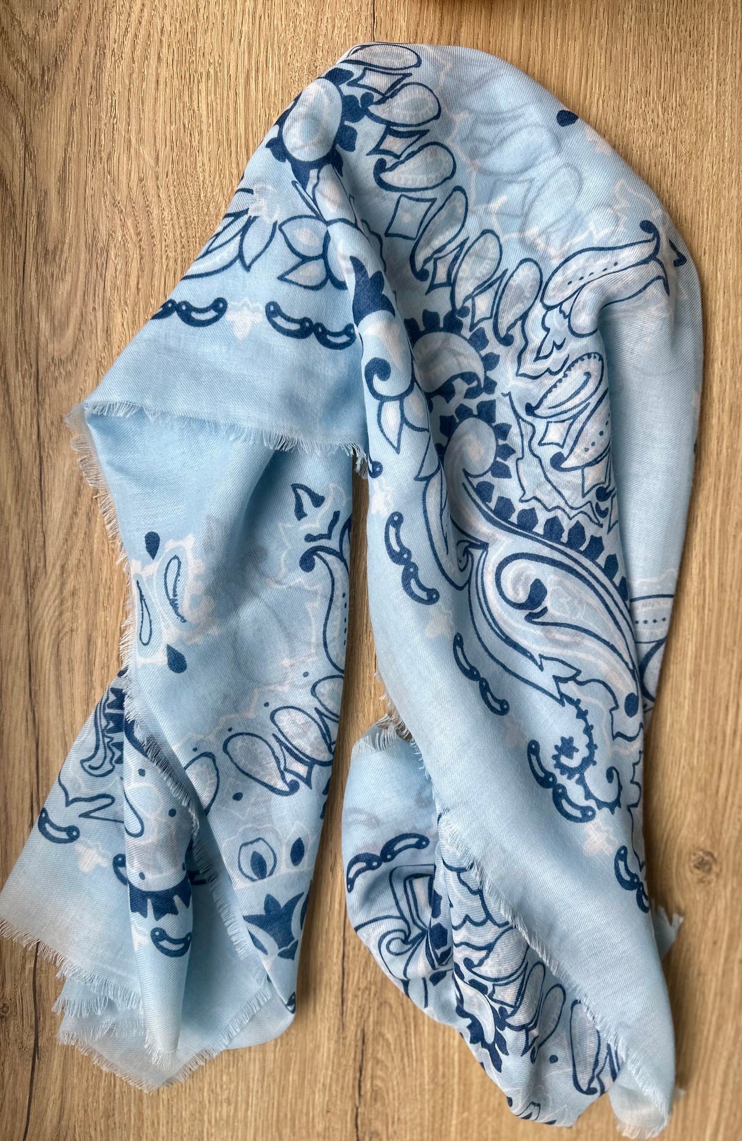 Écharpe viscose laine bandana - BLEU