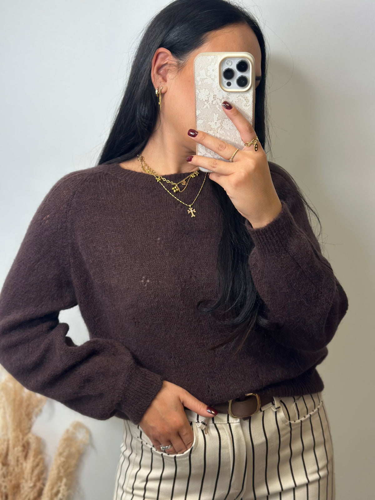 Pull baby alpaga marron chocolat