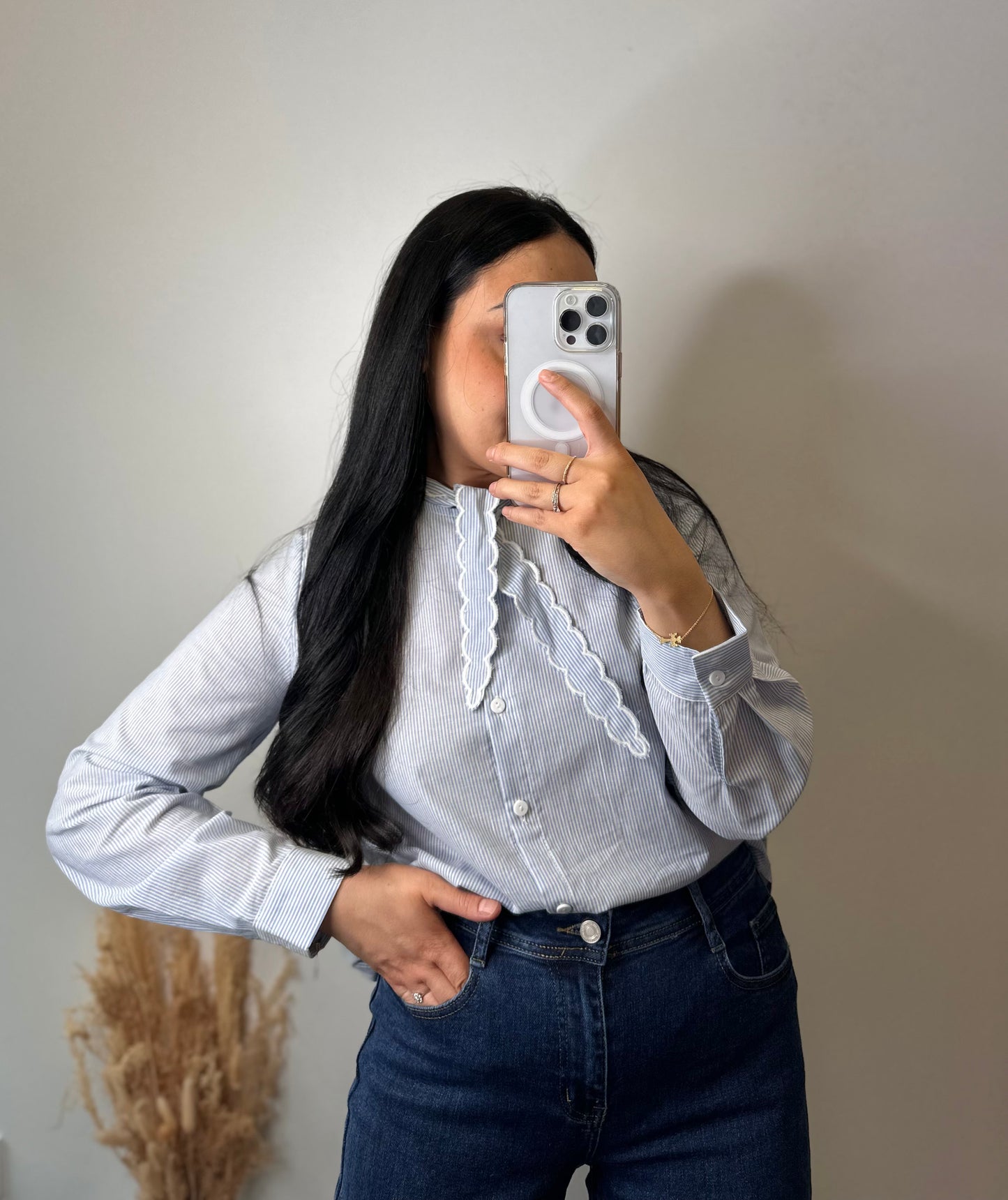 Chemise à rayures bleu et noeud - CONSTANCE