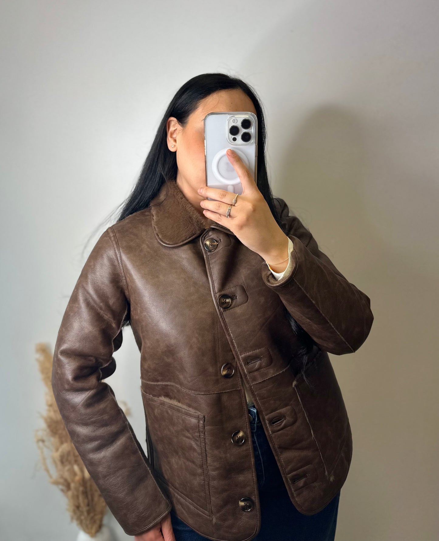 Blouson réversible rétro fourrure simili cuir - MARGAUX