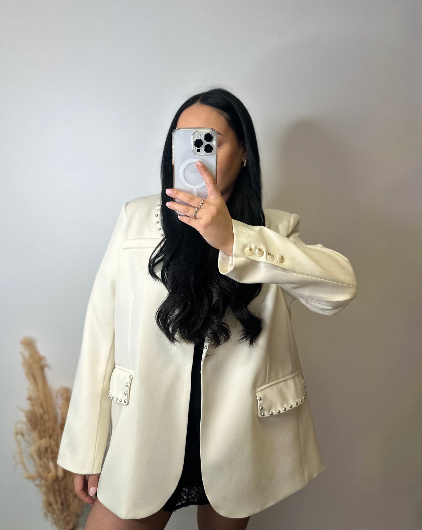 Blazer crème à détails clous - MAYA