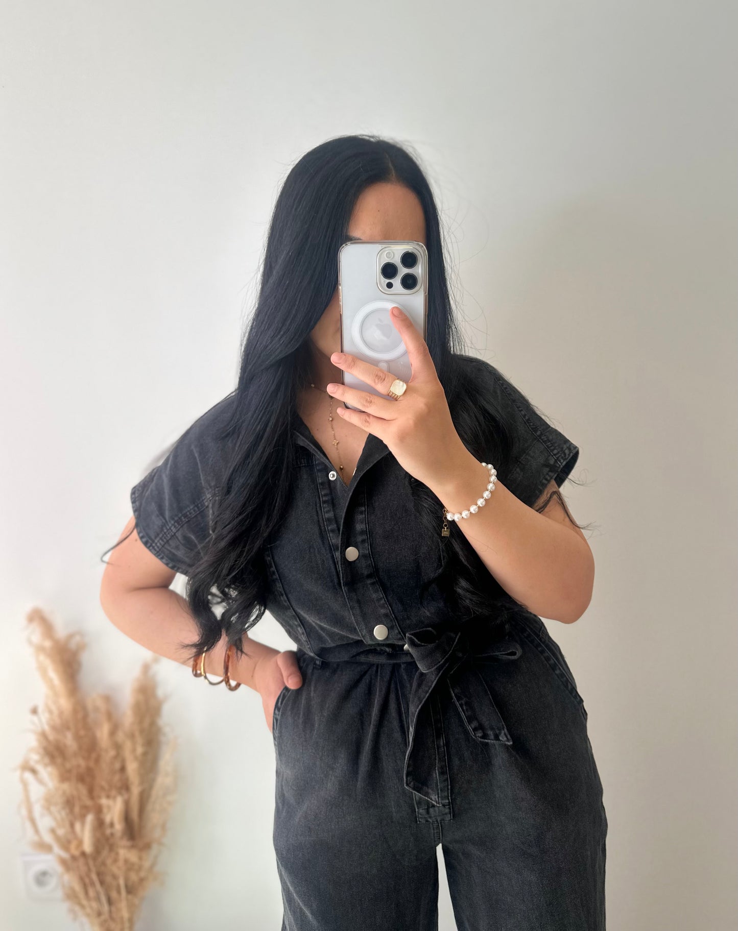 Combinaison en jean souple noire