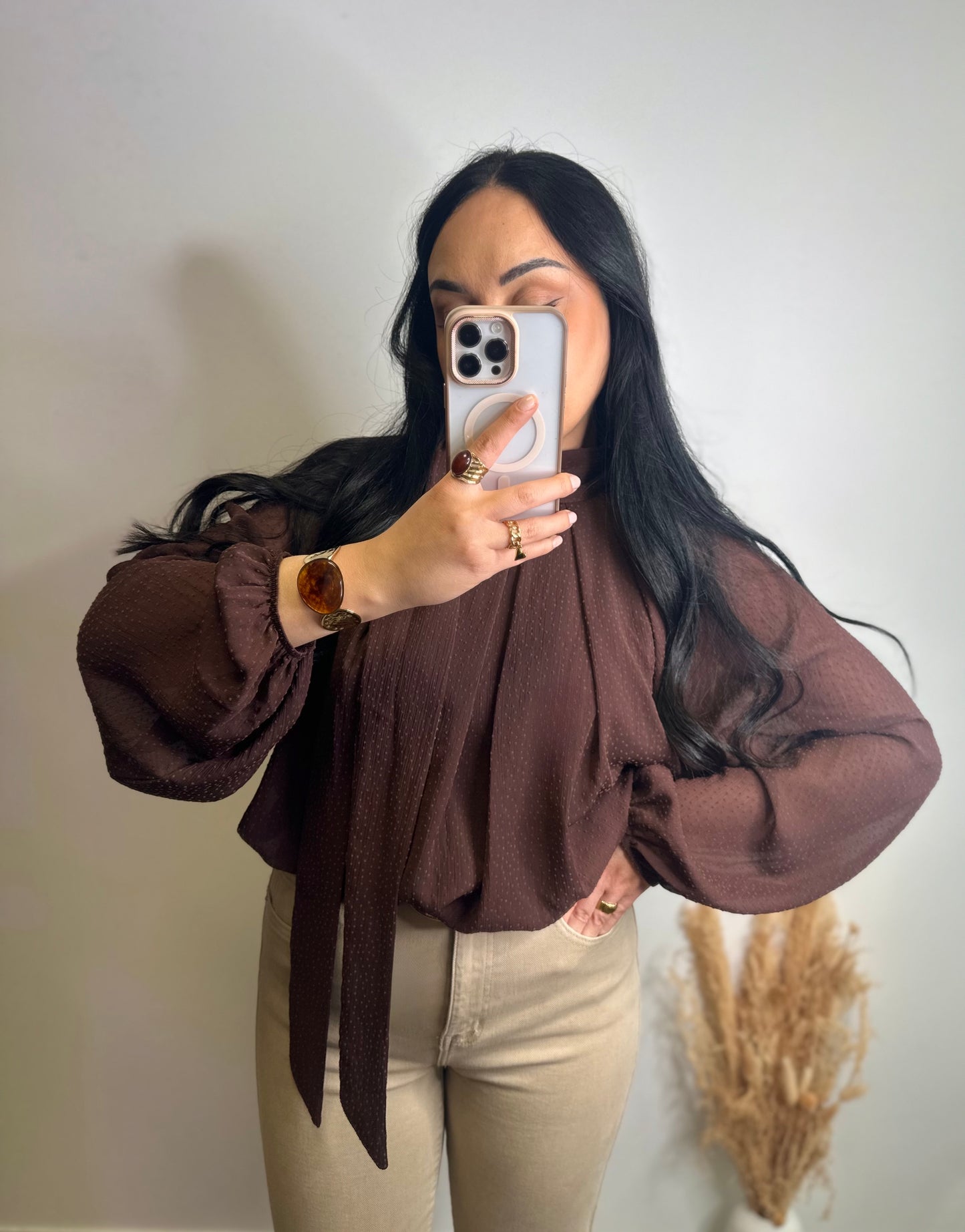 Chemisier marron à voile - LOU