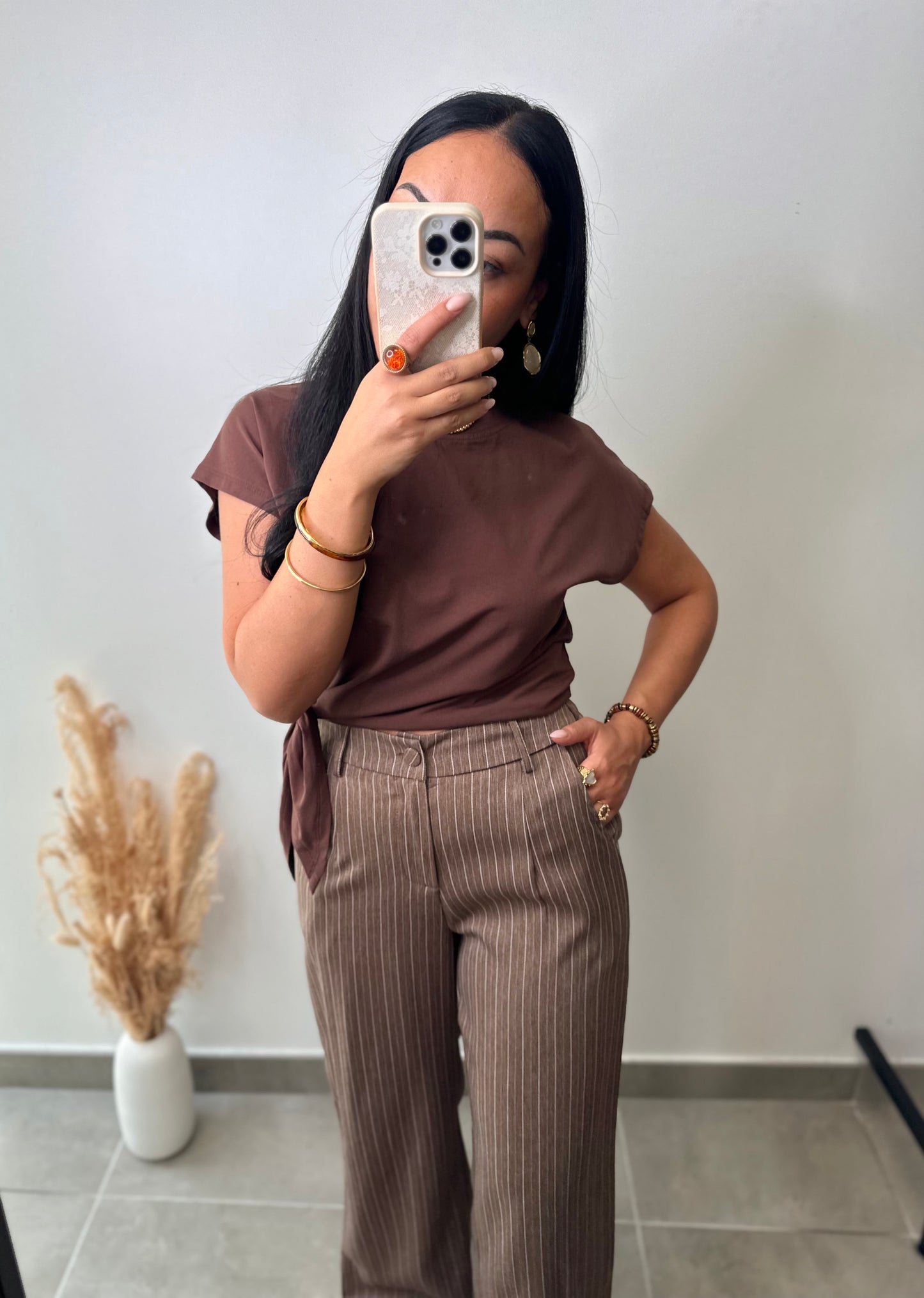 T-shirt marron à nouer
