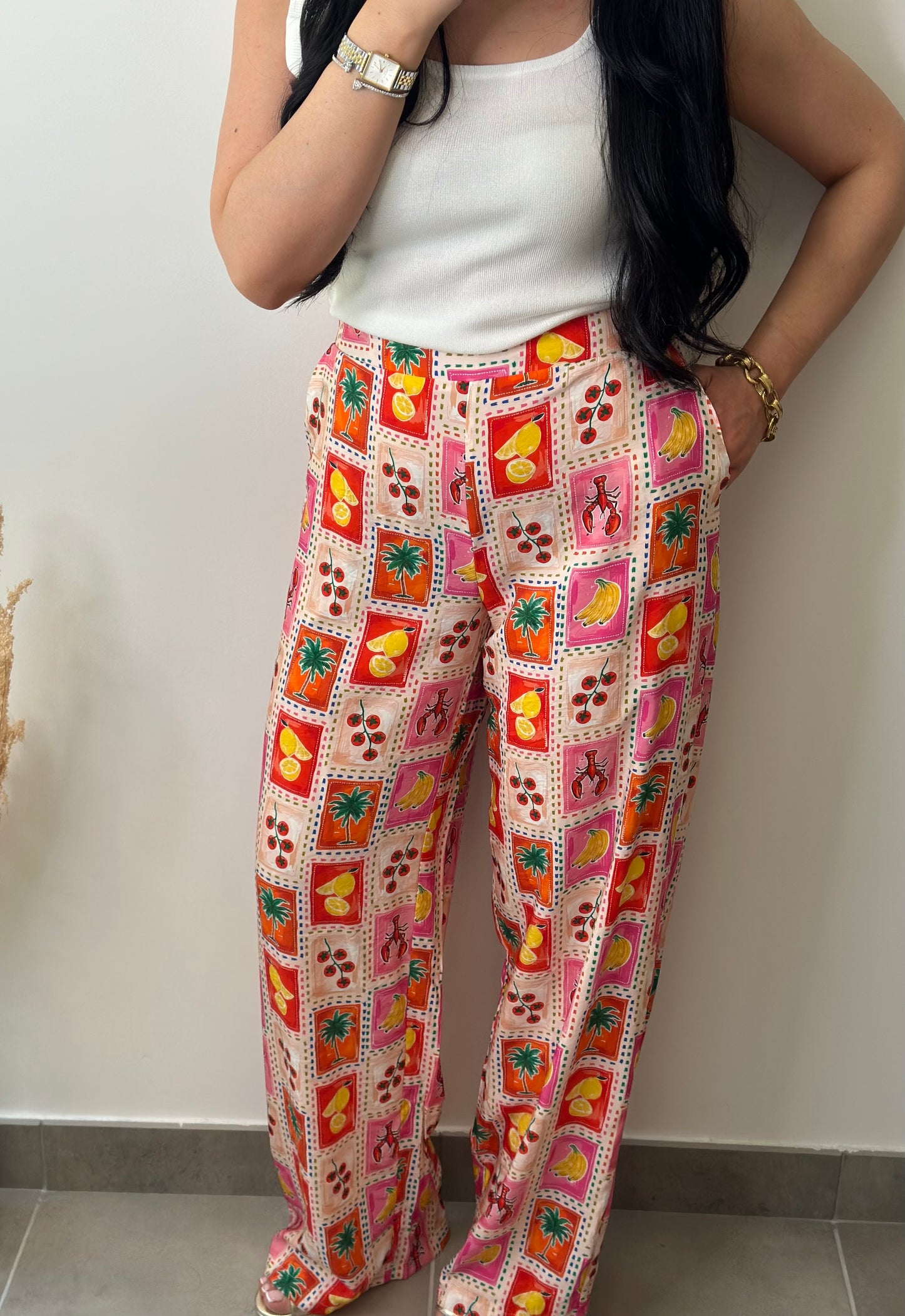 Pantalon à motifs en viscose