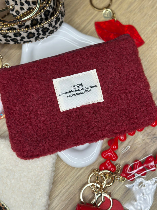 Pochette teddy bordeaux - UNIQUE