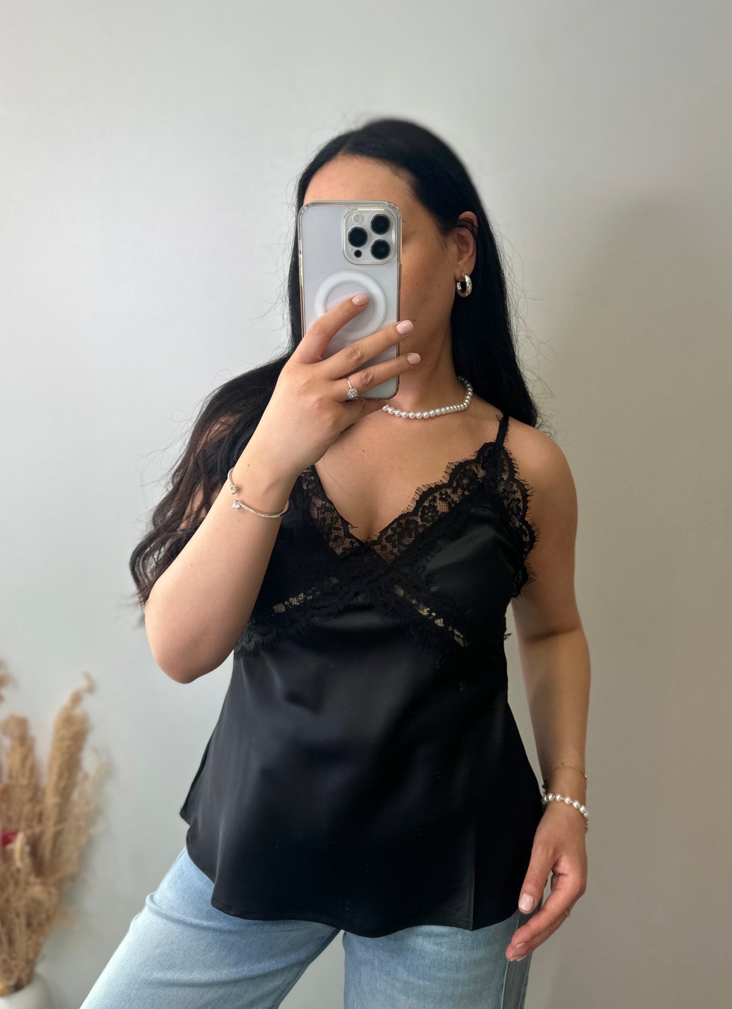 Caraco à dentelles noir - STELLA