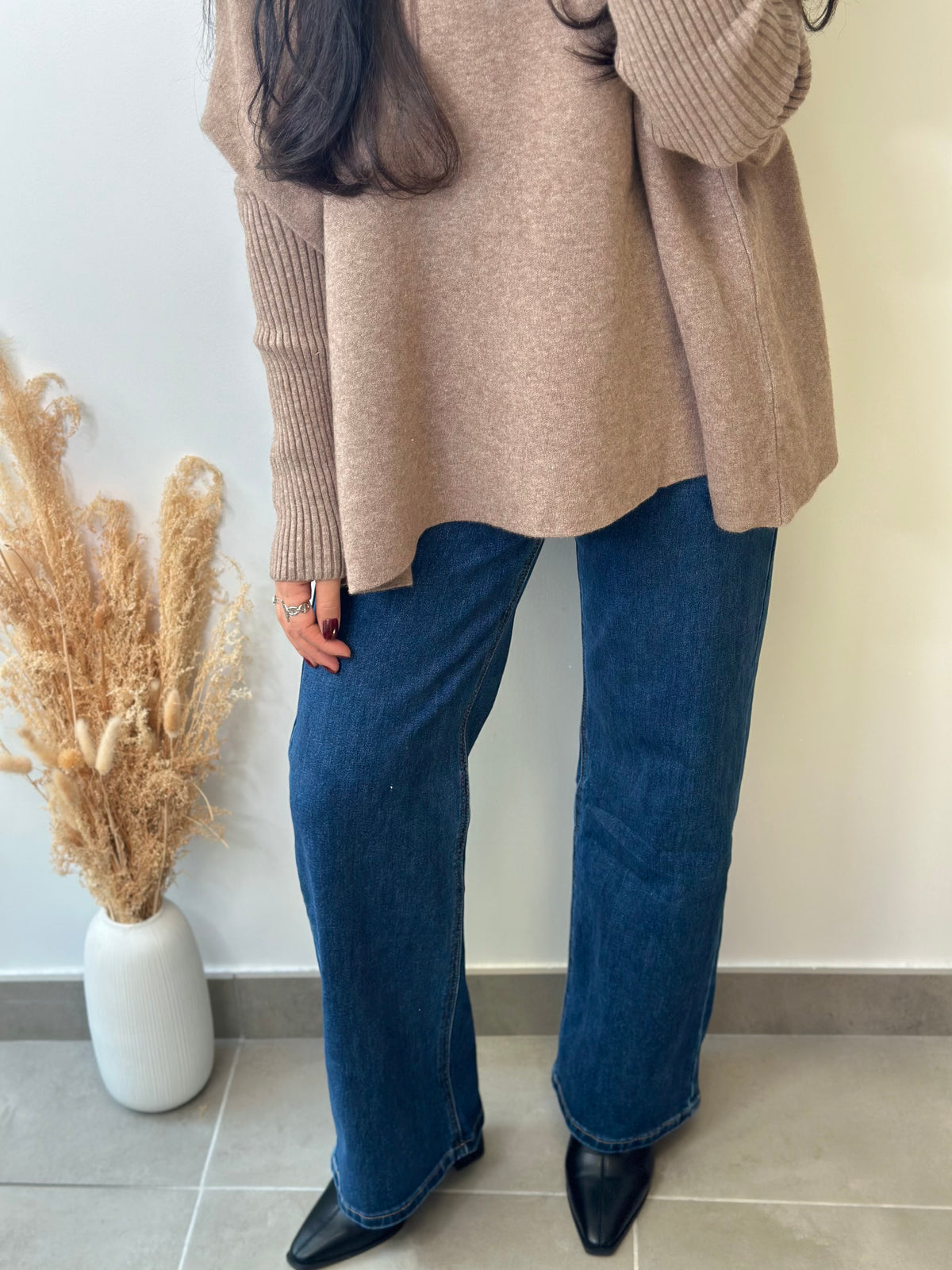Jean brut à bouton asymétrique coupe WIDE LEG
