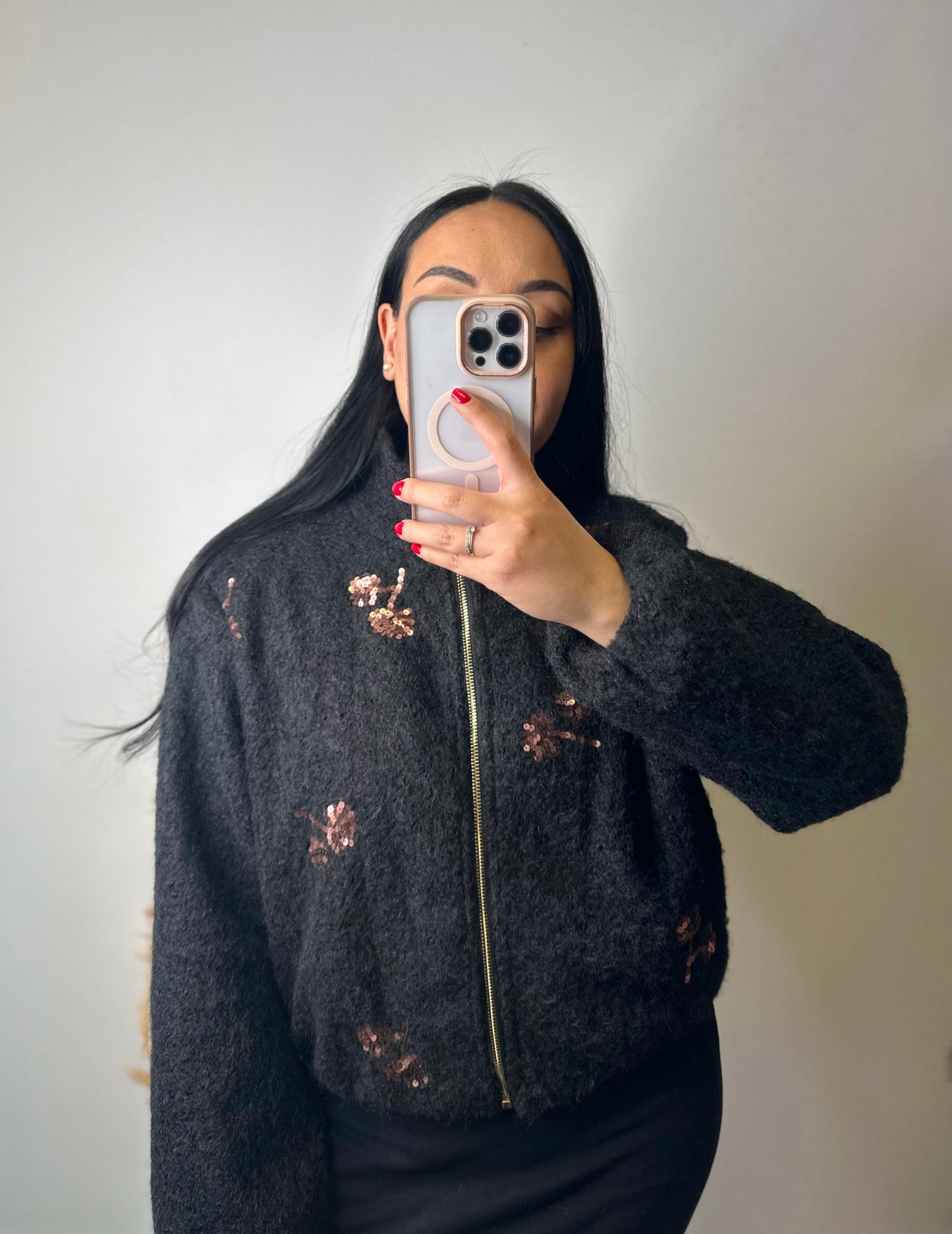 Veste bomber en laine à sequins - ELSA