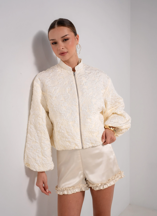 Veste bomber à zip manches ballons - DÉBORAH