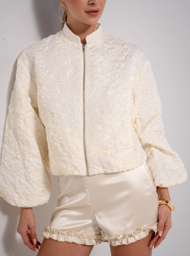 Veste bomber à zip manches ballons - DÉBORAH