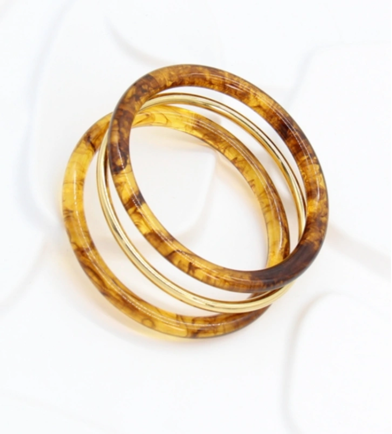 Trio de bracelet effet écaille et métal doré en résine - GABRIELLE