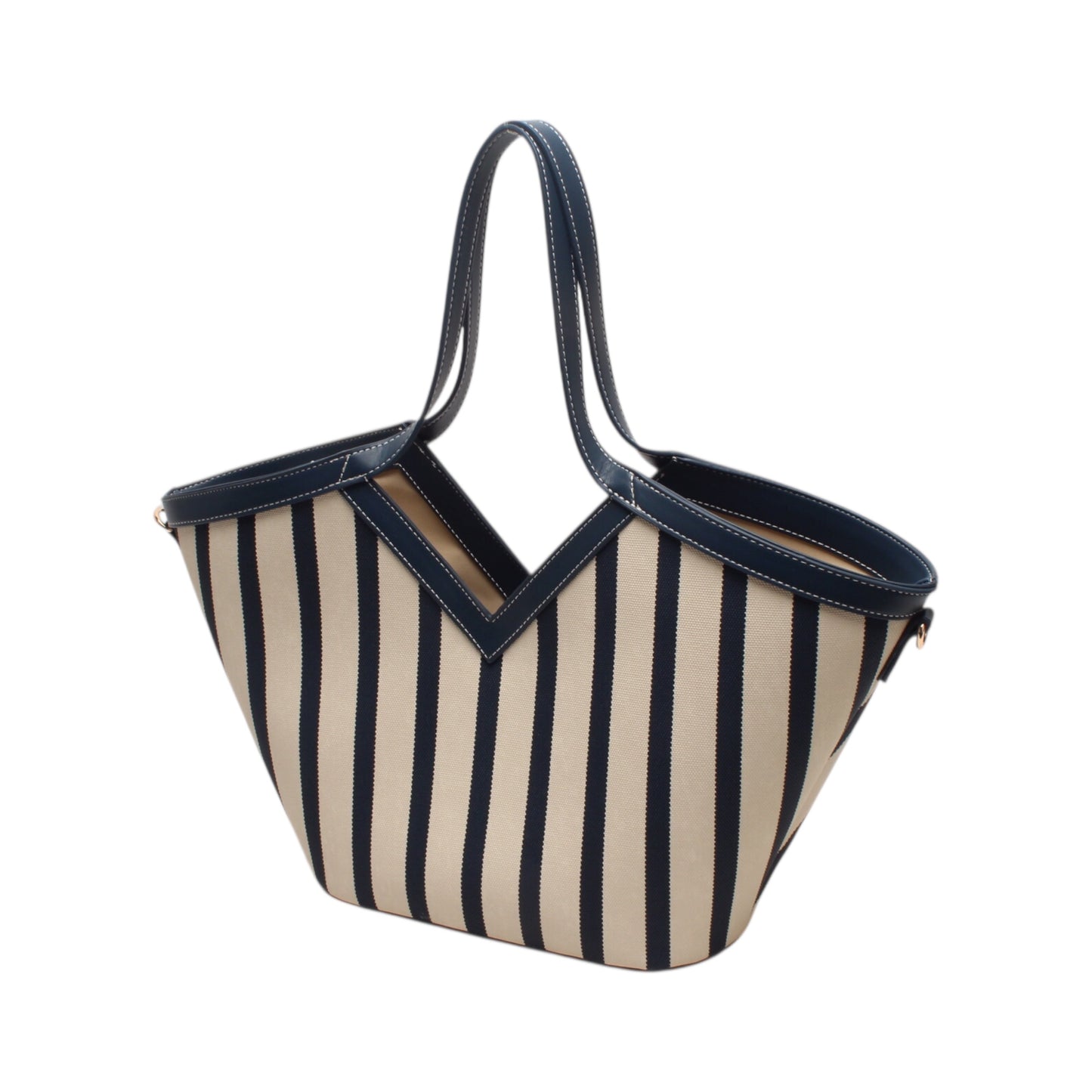 Sac panier à rayures bleu