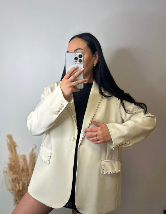 Blazer crème à détails clous - MAYA
