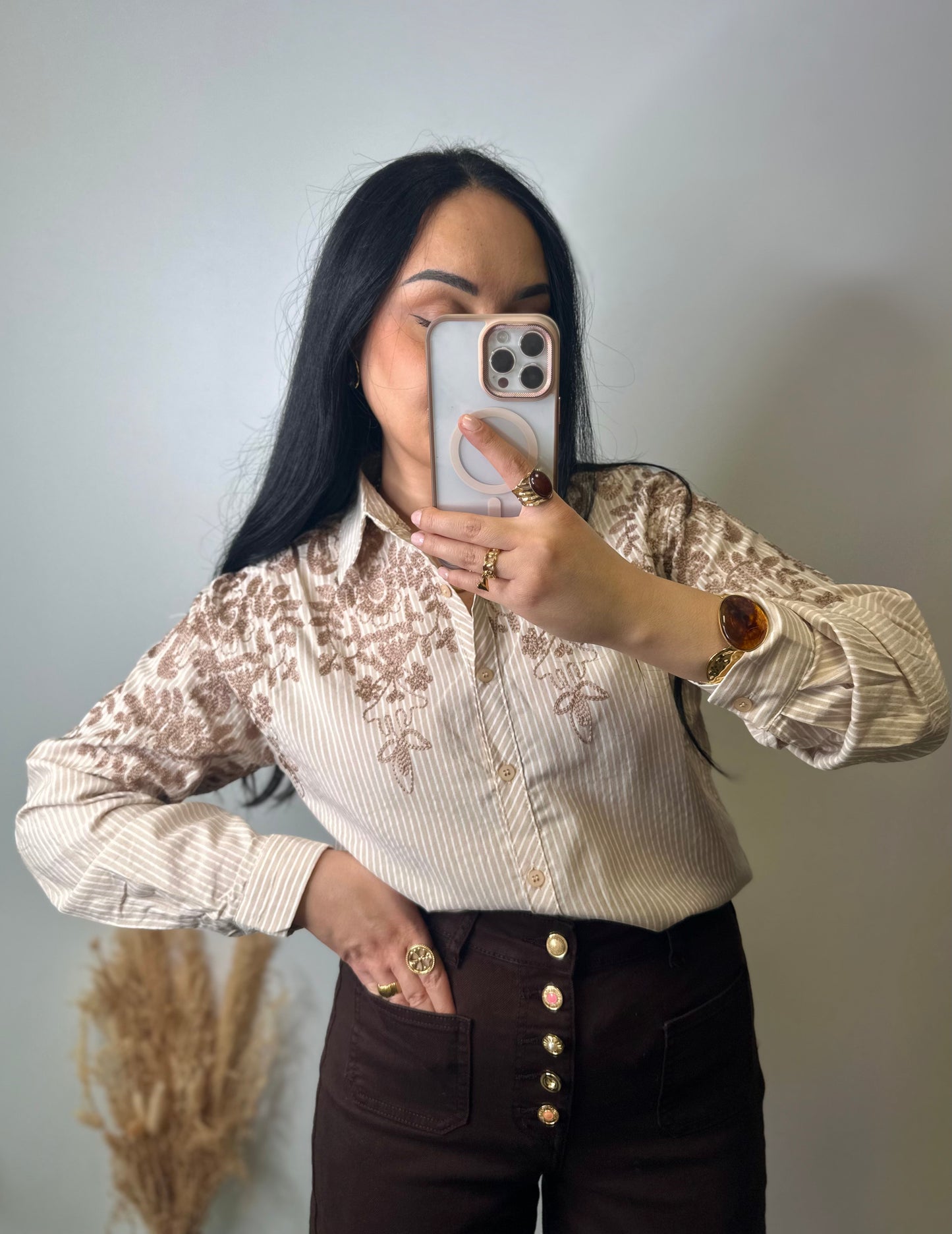 Chemise à rayures et broderies - ROMY