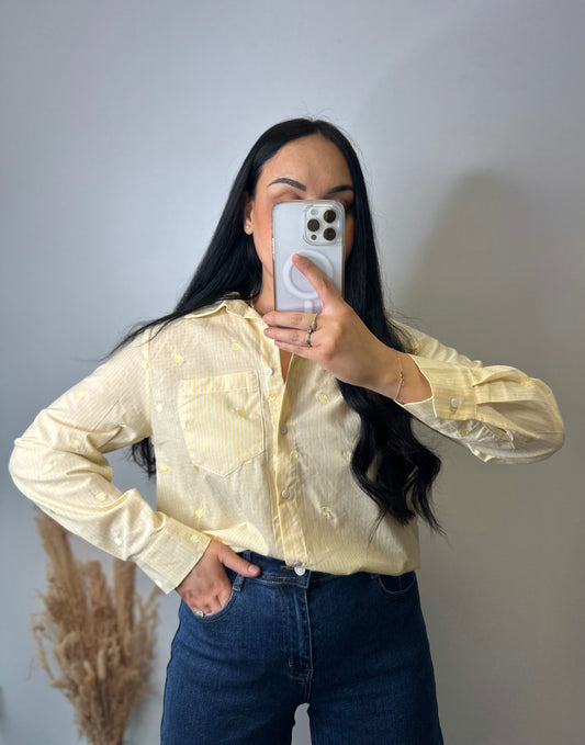 Chemise à rayures jaune et cœurs - CLOÉ