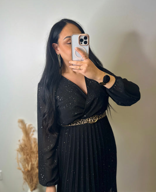 Robe plissée élastique à paillettes - GLAM