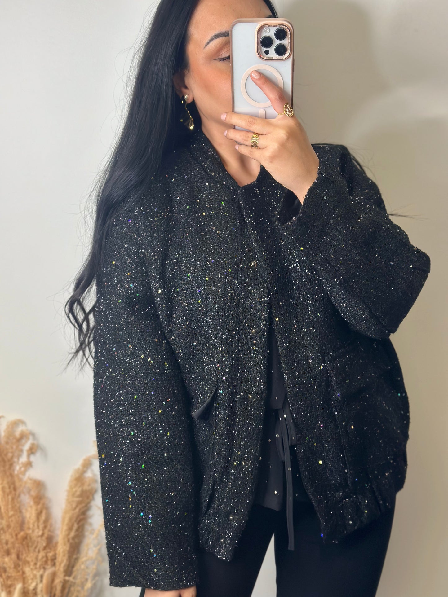 Veste bomber à sequins oversize - ROMY