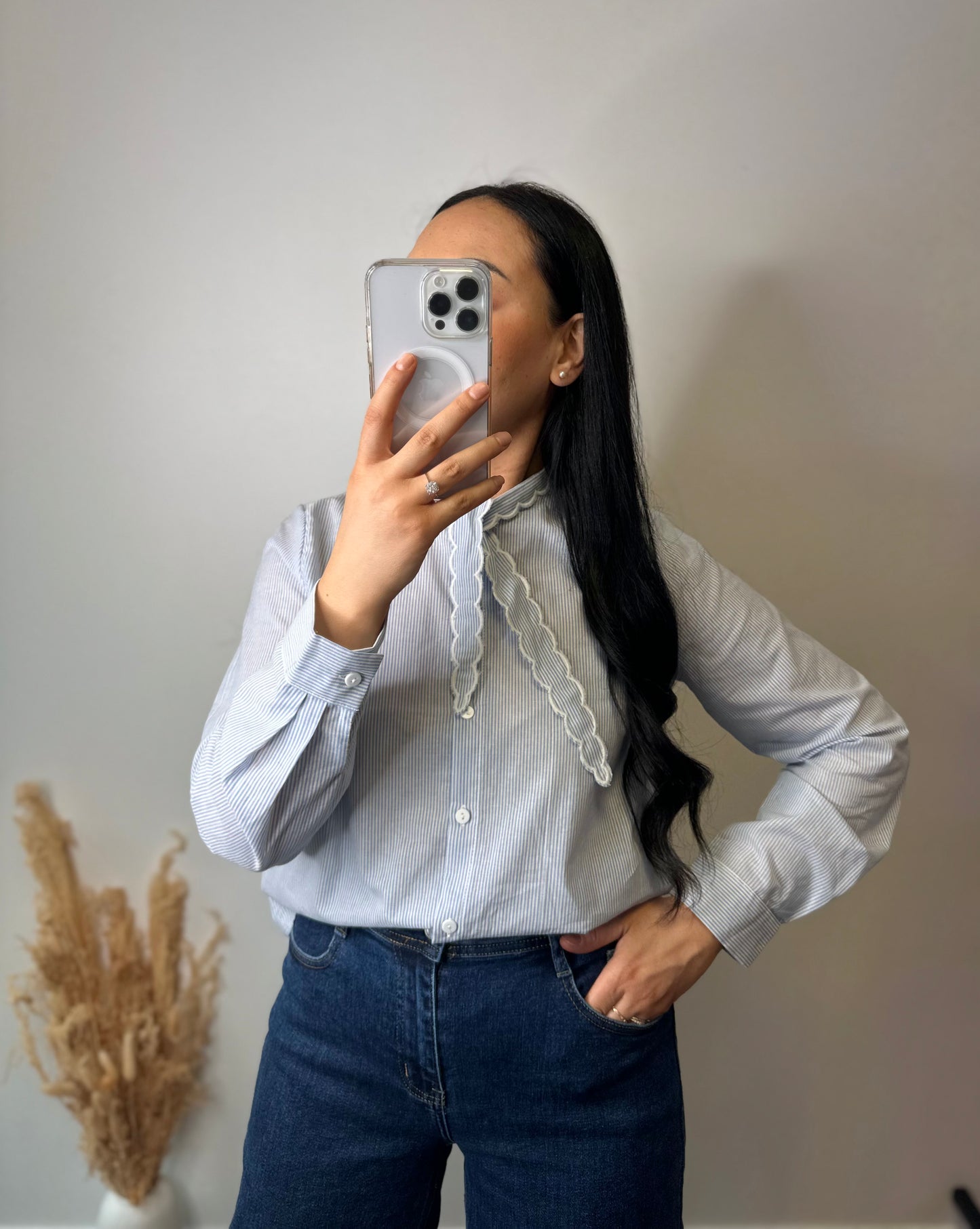 Chemise à rayures bleu et noeud - CONSTANCE