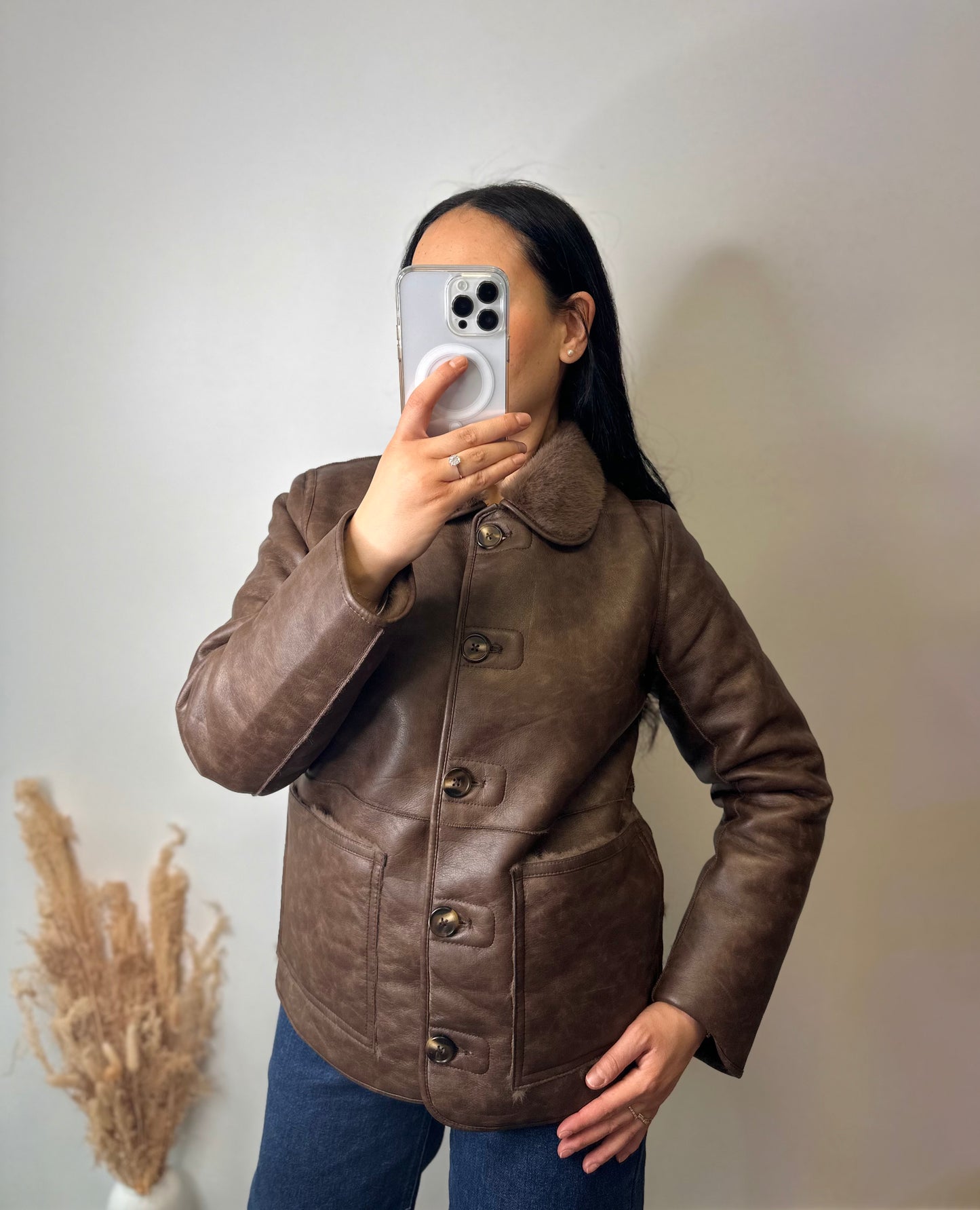 Blouson réversible rétro fourrure simili cuir - MARGAUX