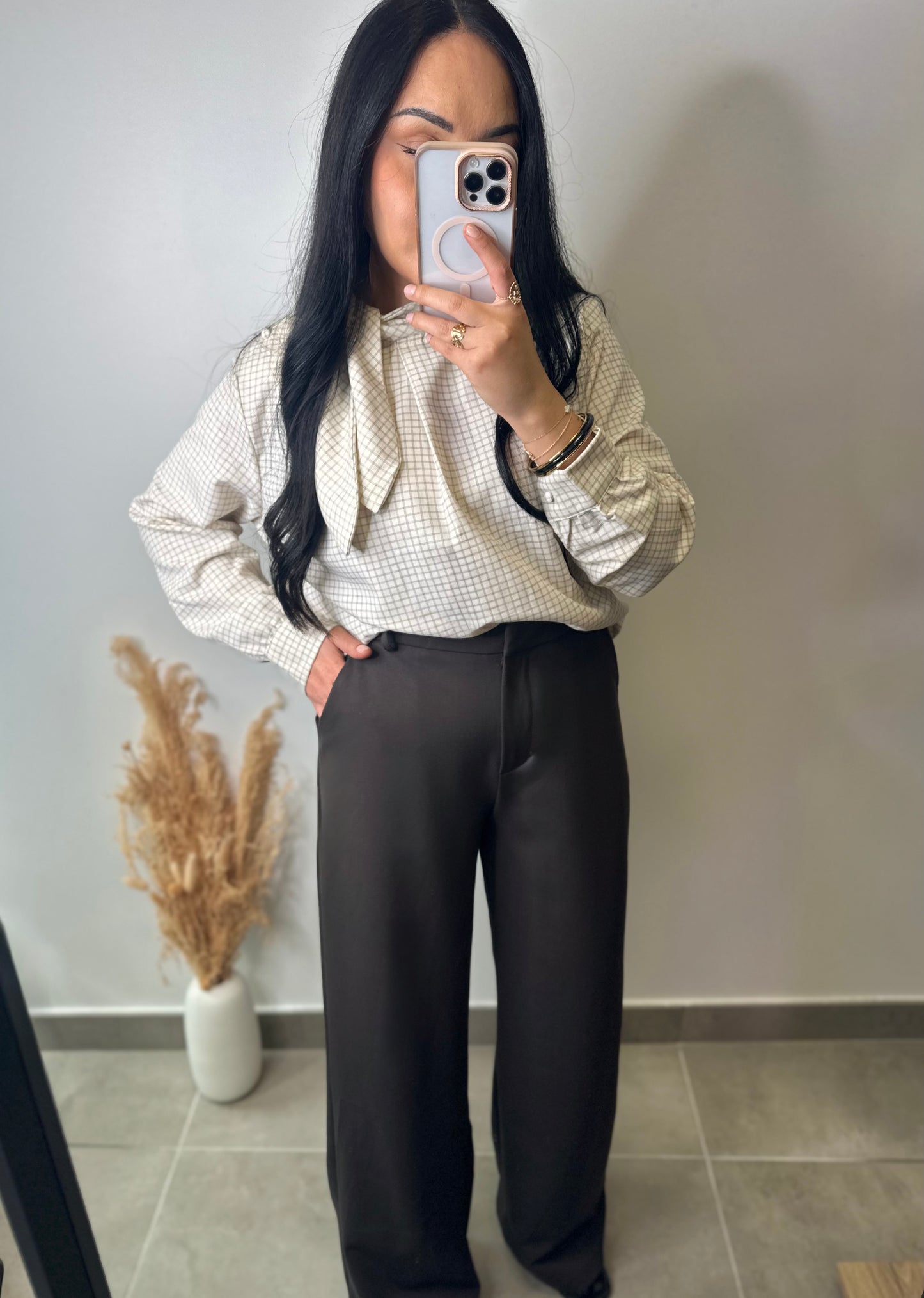 Chemisier à carreaux et noeud - JADE