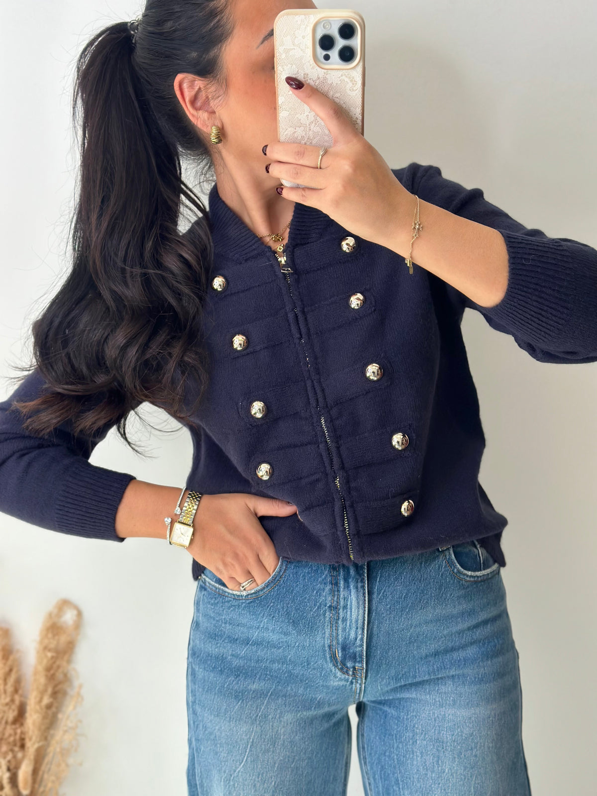 Gilet doux marine officier à fermeture