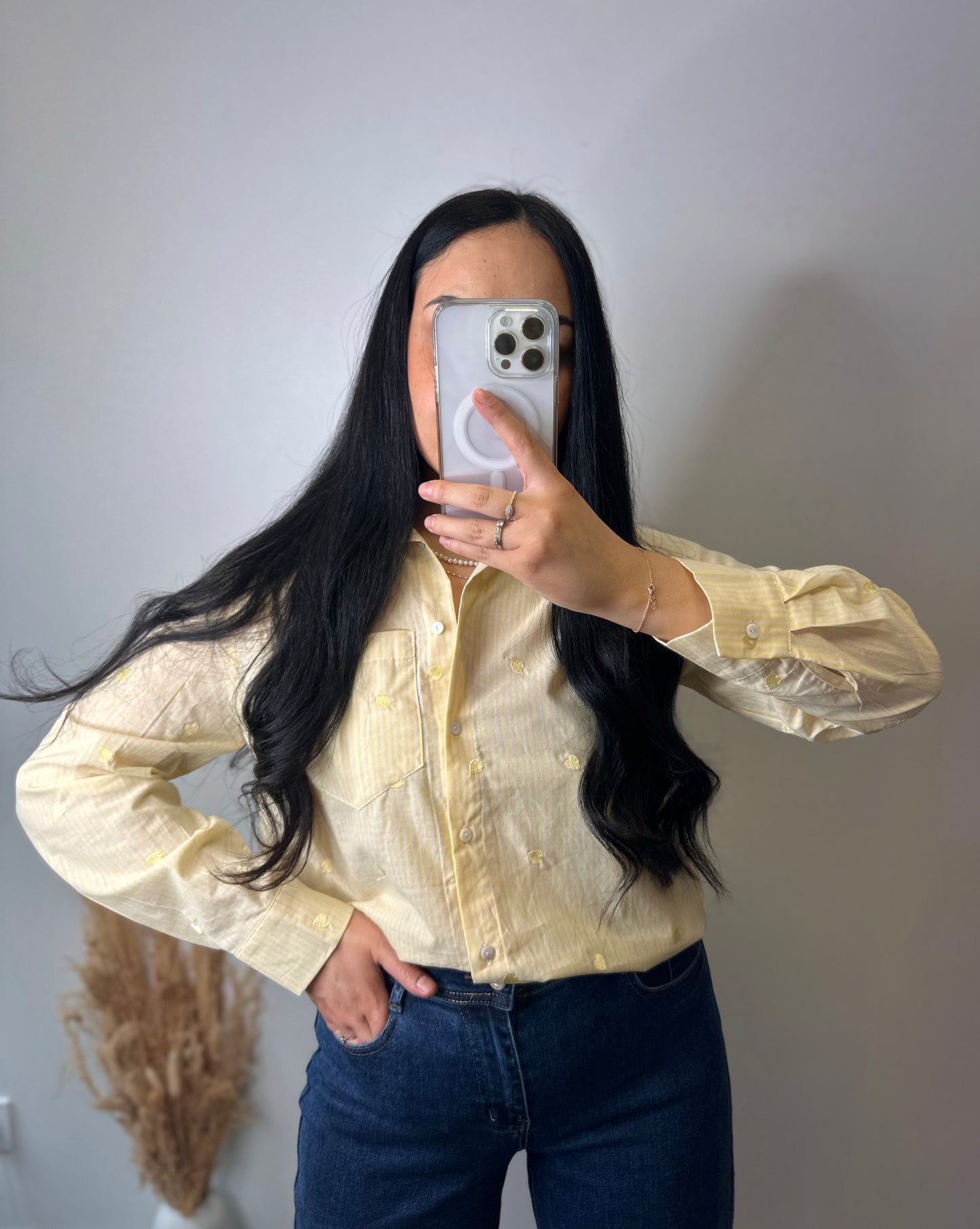 Chemise à rayures jaune et cœurs - CLOÉ