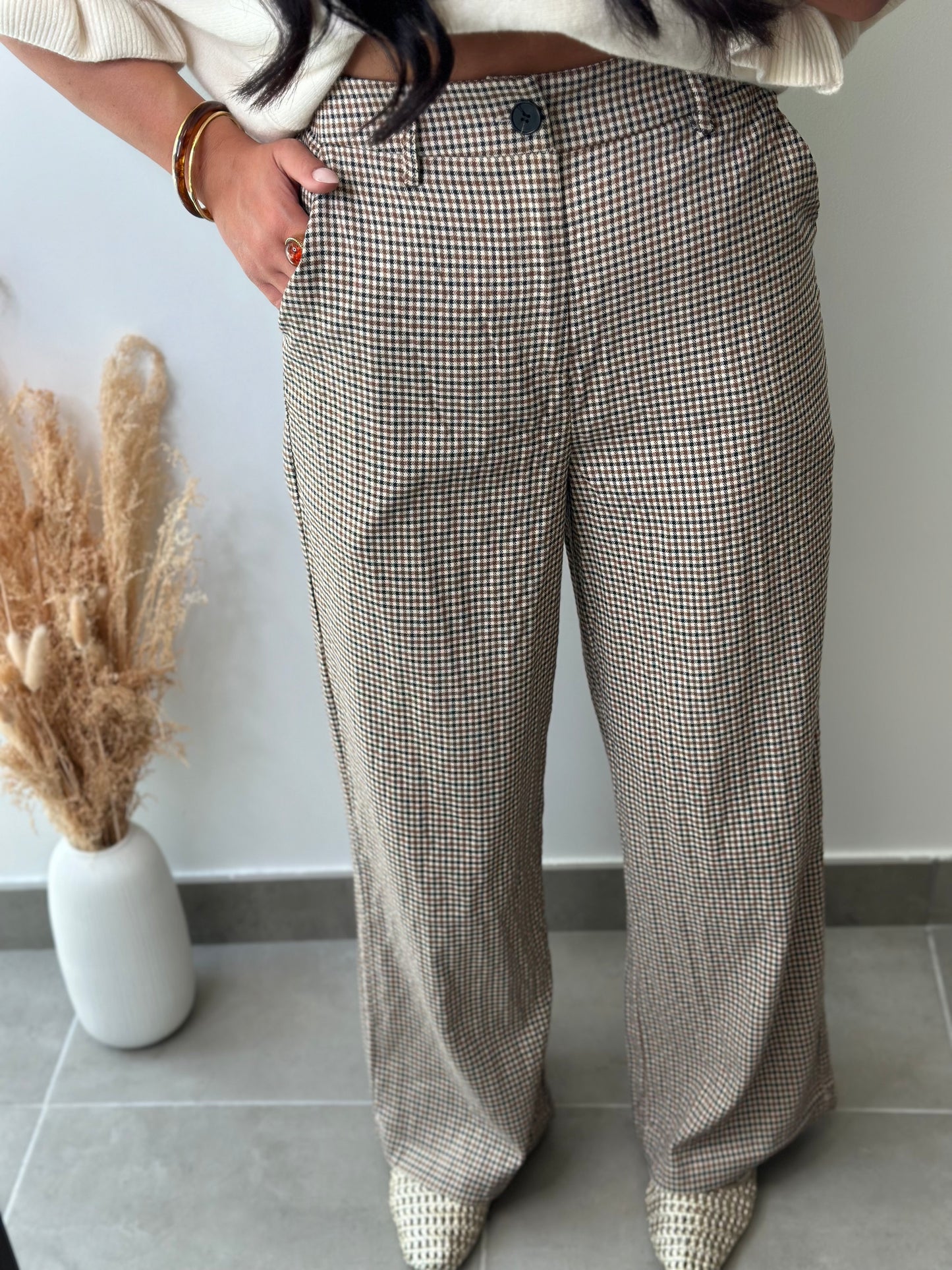Pantalon à carreaux pieds de poule