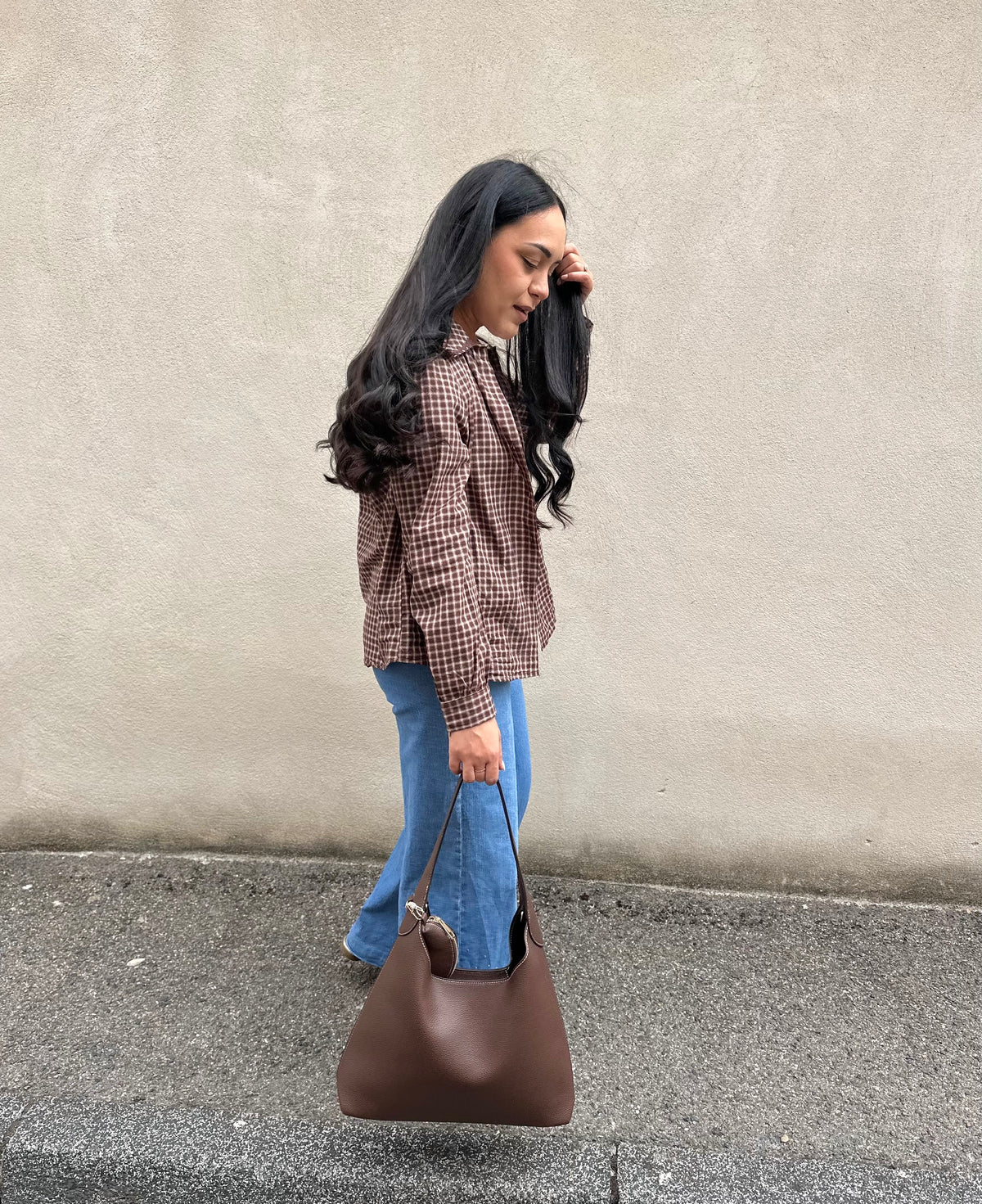 Chemise à carreaux marron