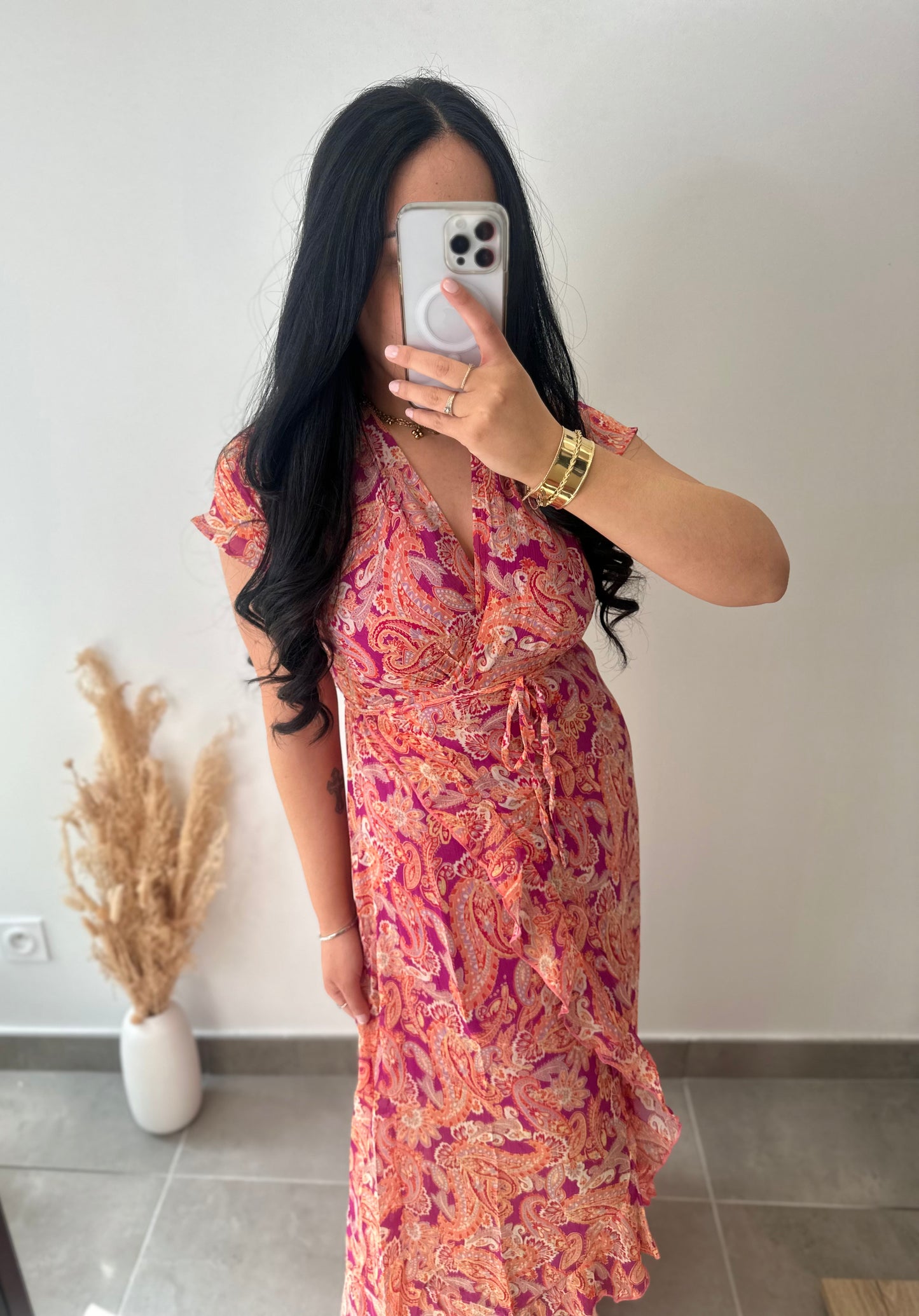 Robe longue à motifs cachemire
