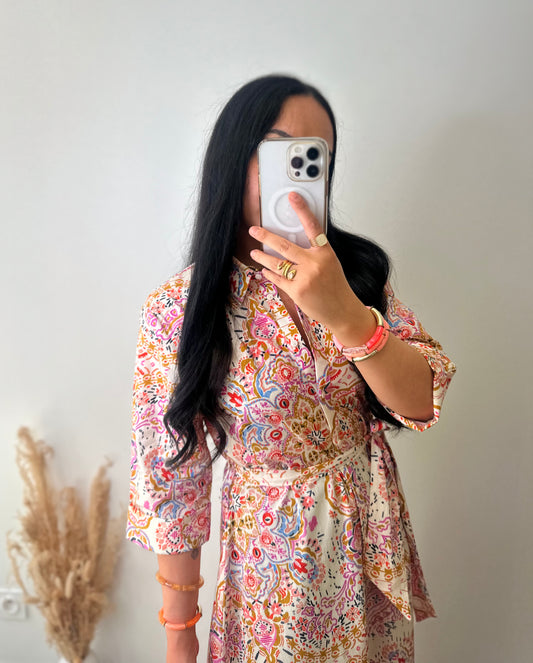 Robe chemise colorée imprimé cachemire