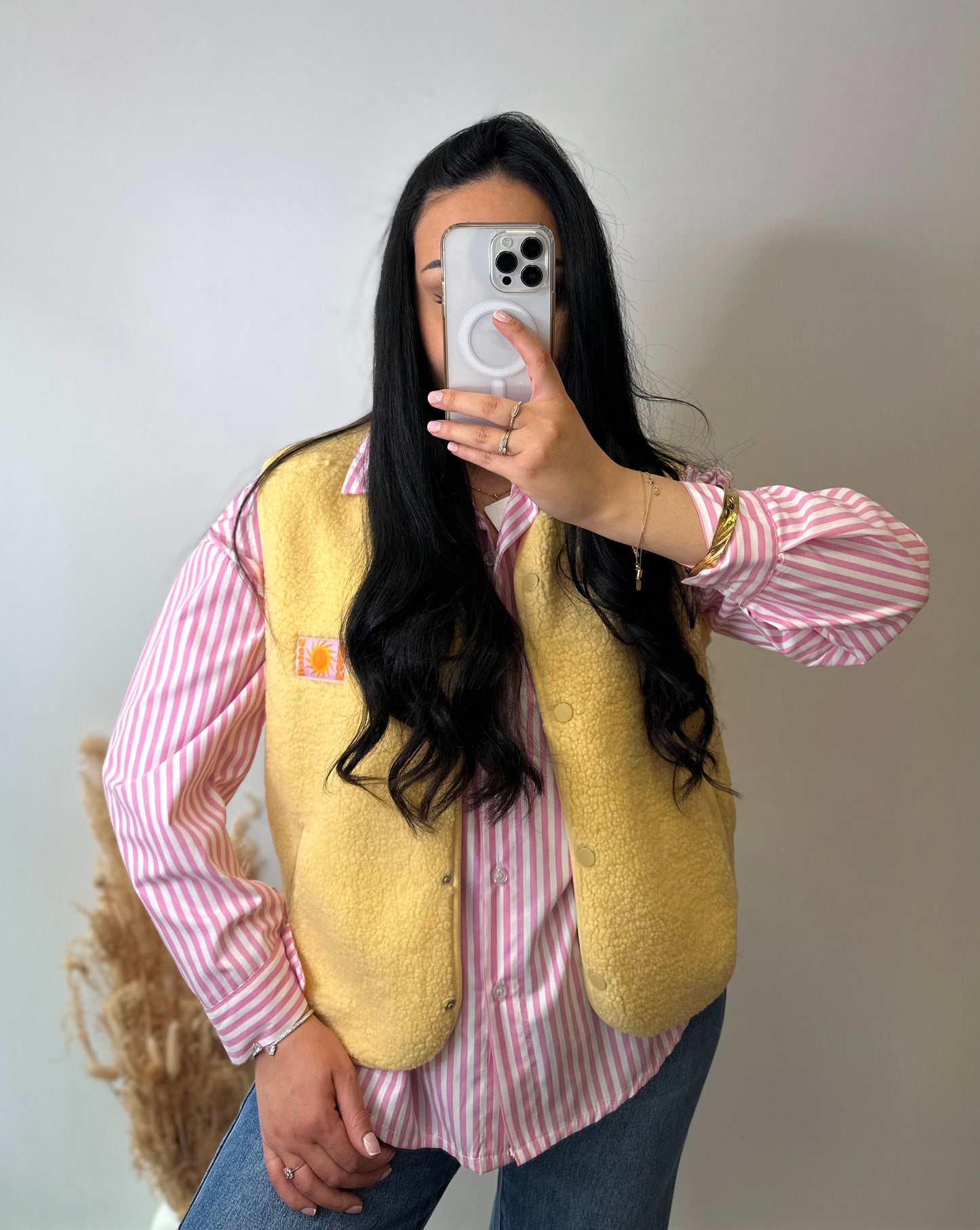 Chemise à rayures rose - LOVE