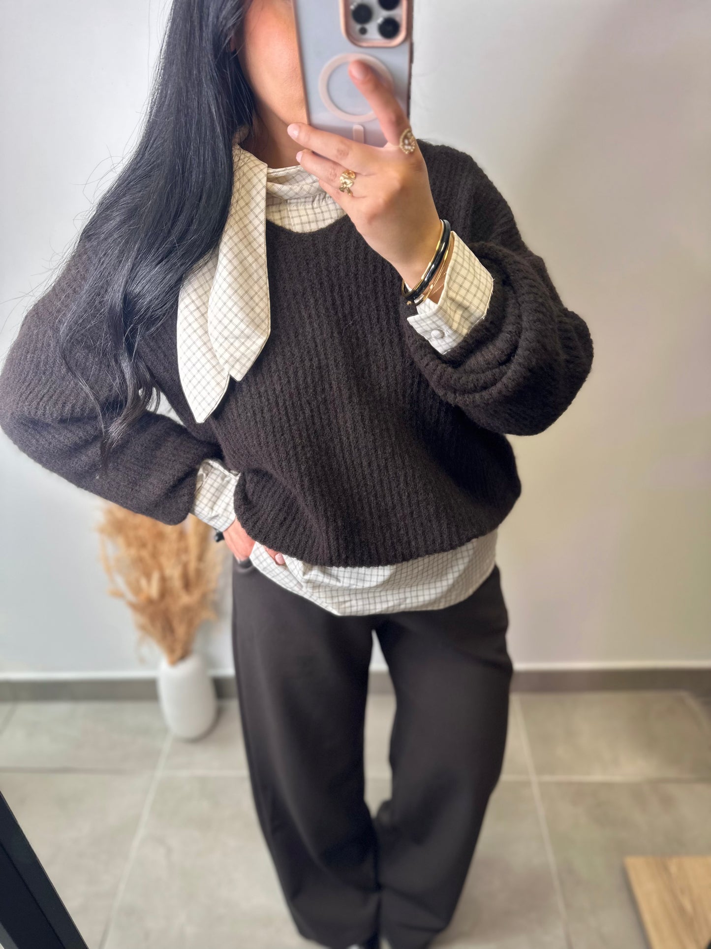 Chemisier à carreaux et noeud - JADE