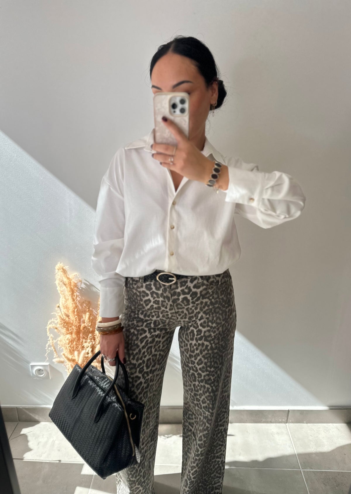 Jean motifs léopard coupe WIDE LEG