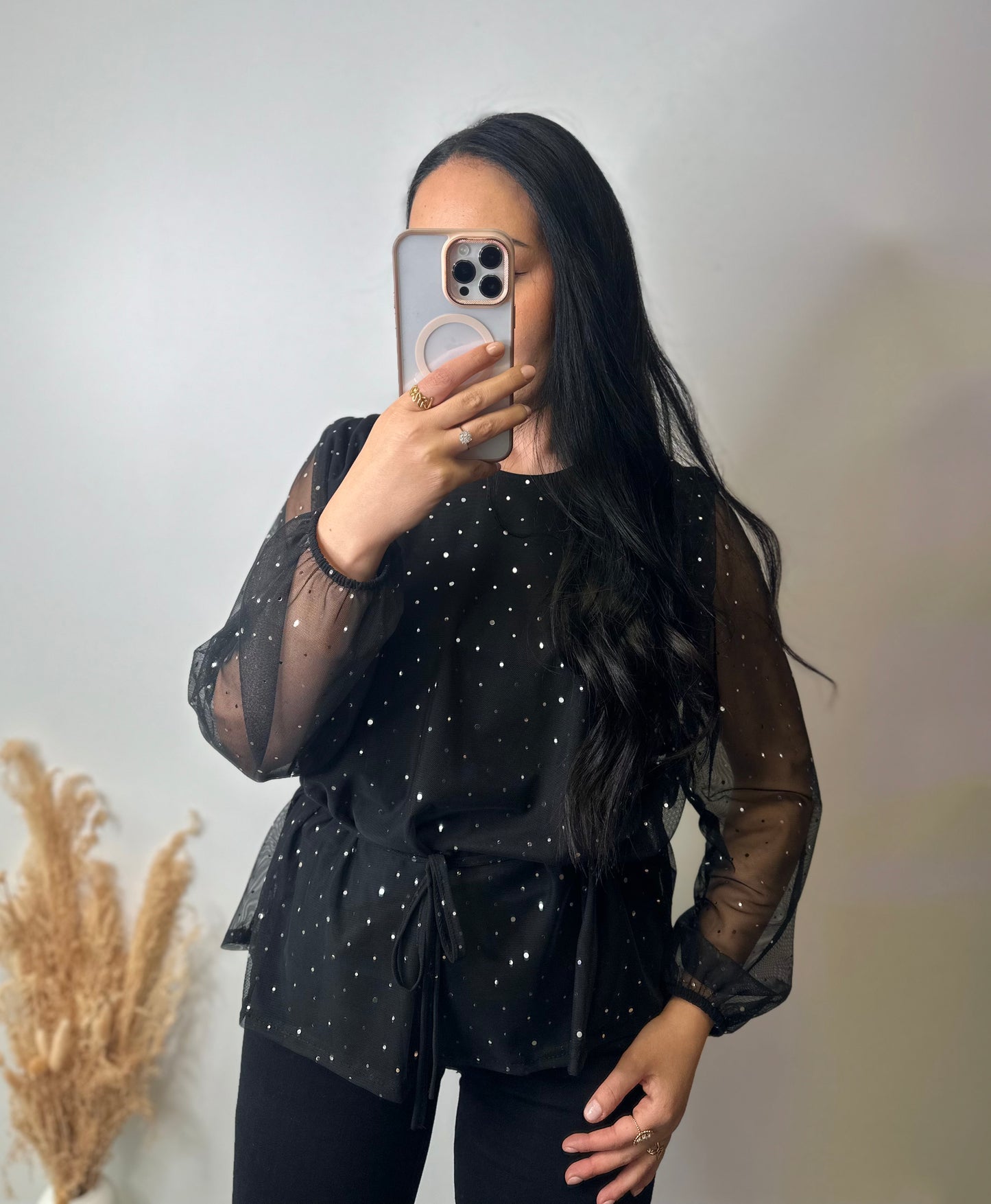 Blouse en voile et strass ceinturé - SANTA