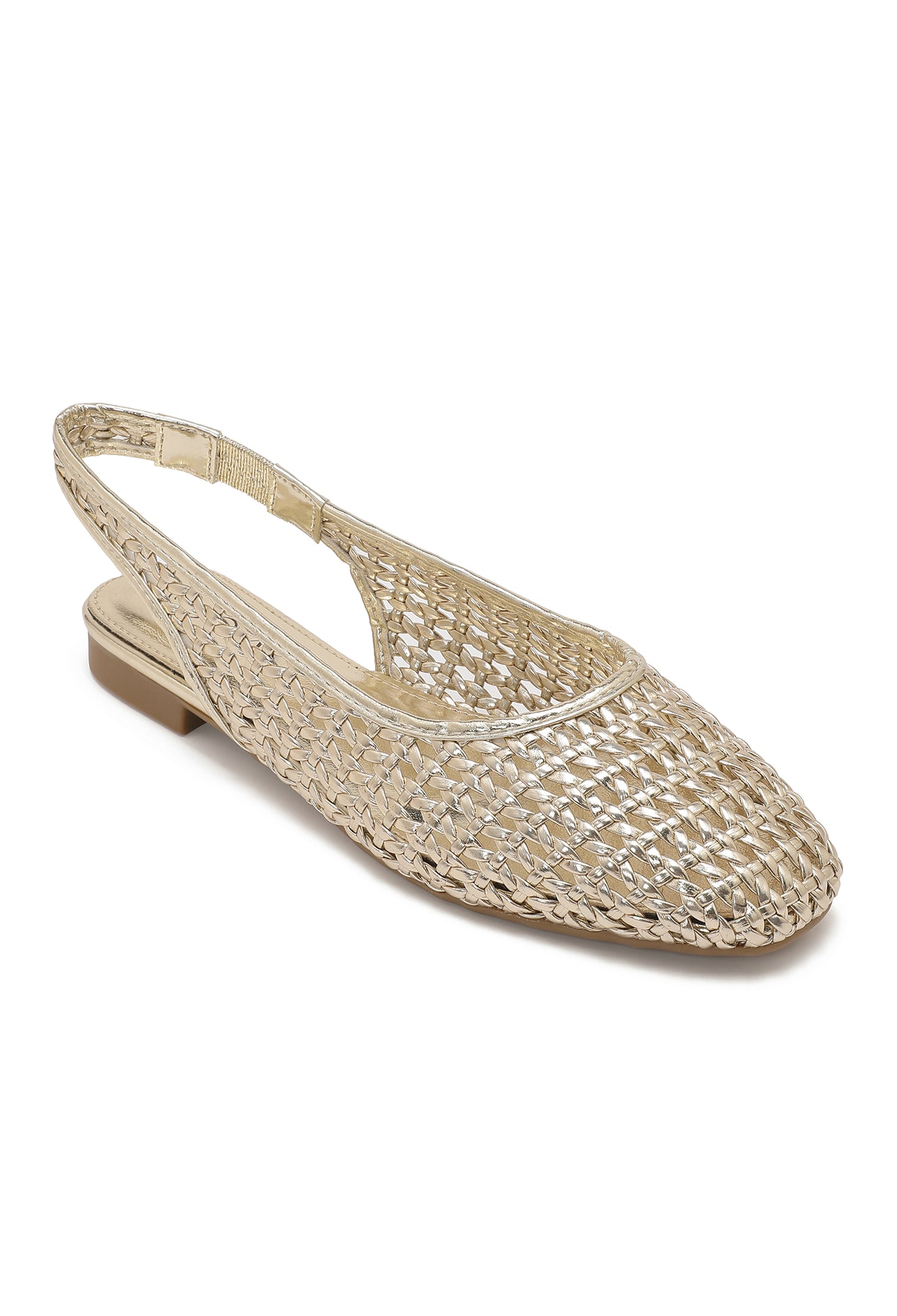 Ballerines slingback tressées dorés