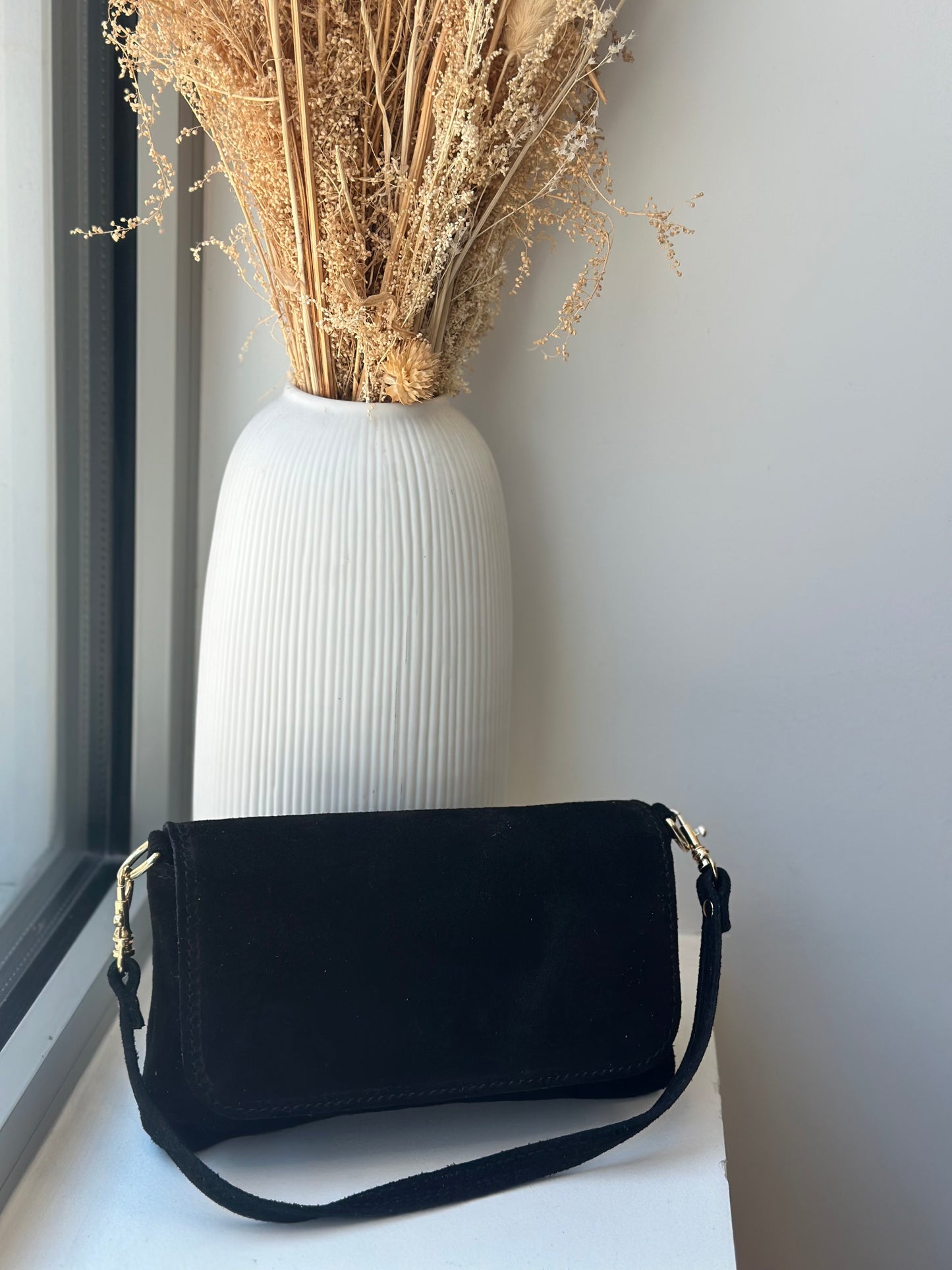Sac en cuir suédine noir - LOLA
