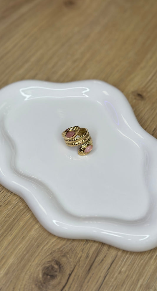 Bague à perles roses - LOVE