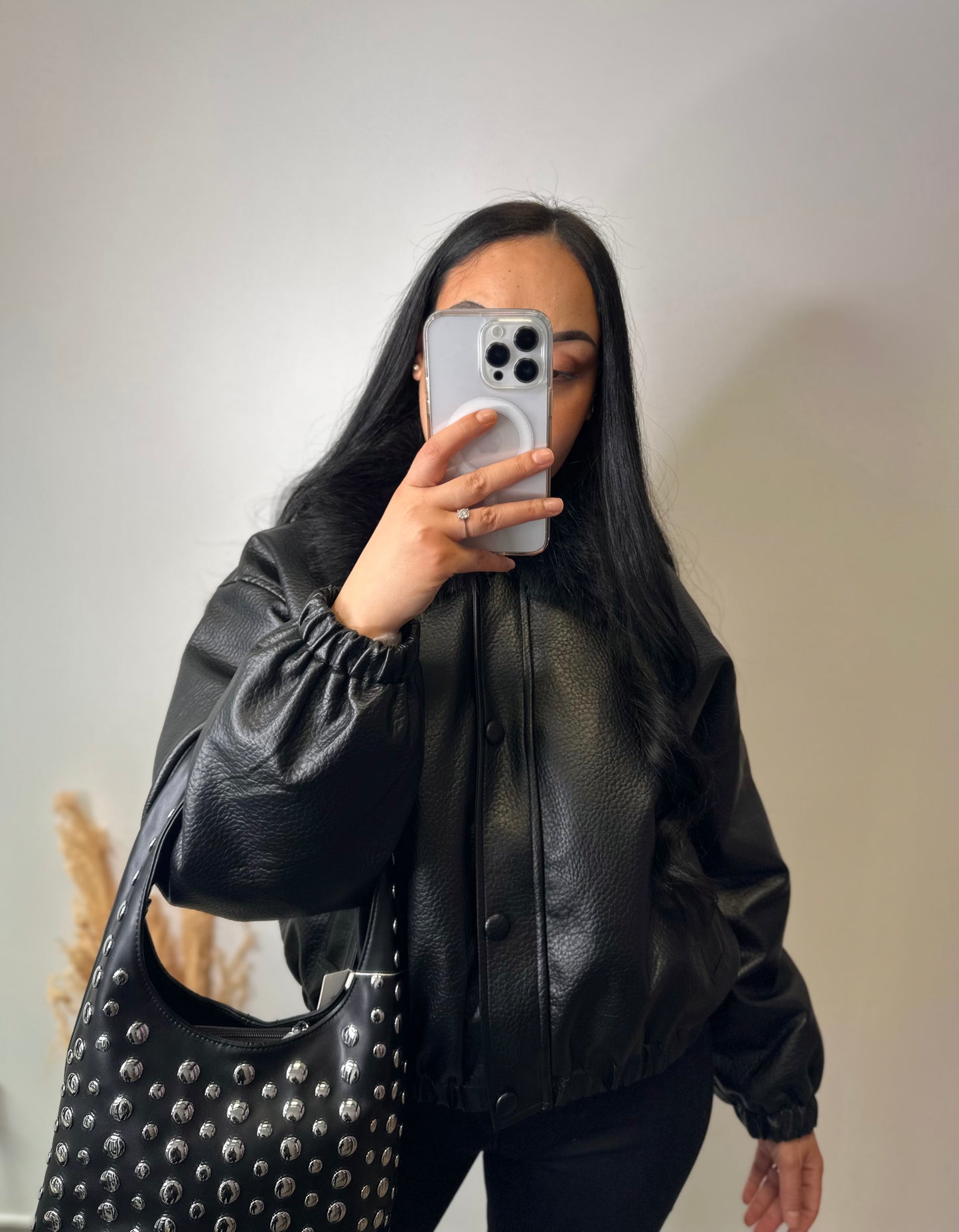 Blouson simili cuir avec col fourrure - ESTHER