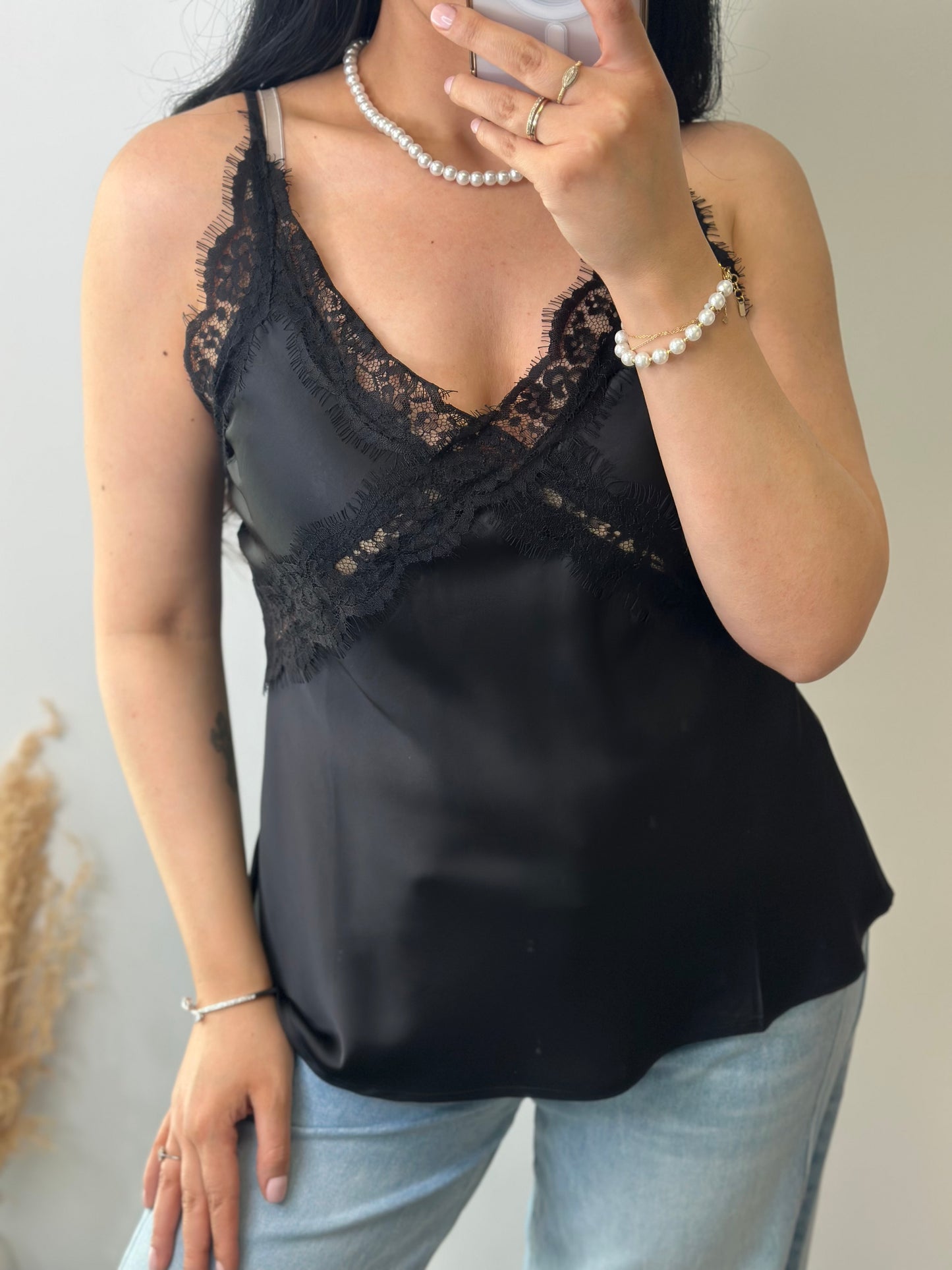 Caraco à dentelles noir - STELLA