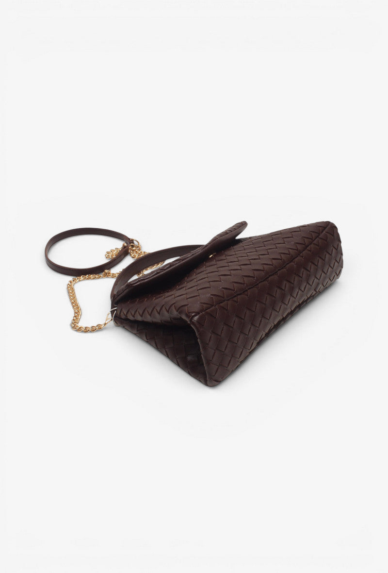 Sac tressé chocolat petit format