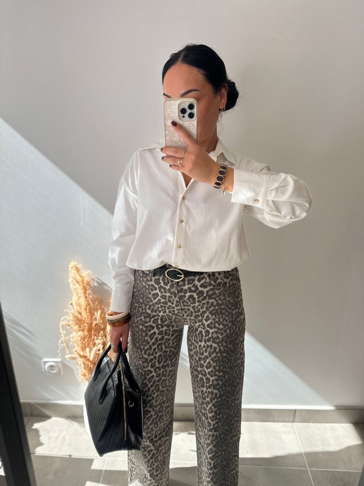 Jean motifs léopard coupe WIDE LEG