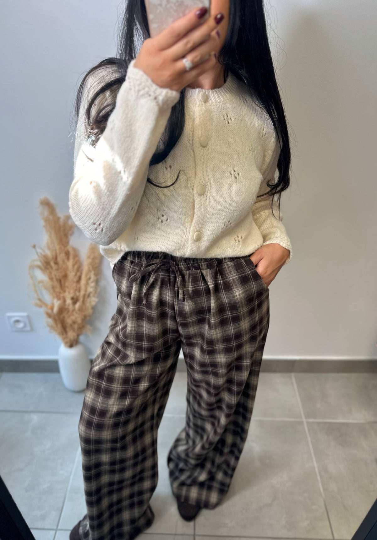 Pantalon à carreaux cocooning élastique et doux