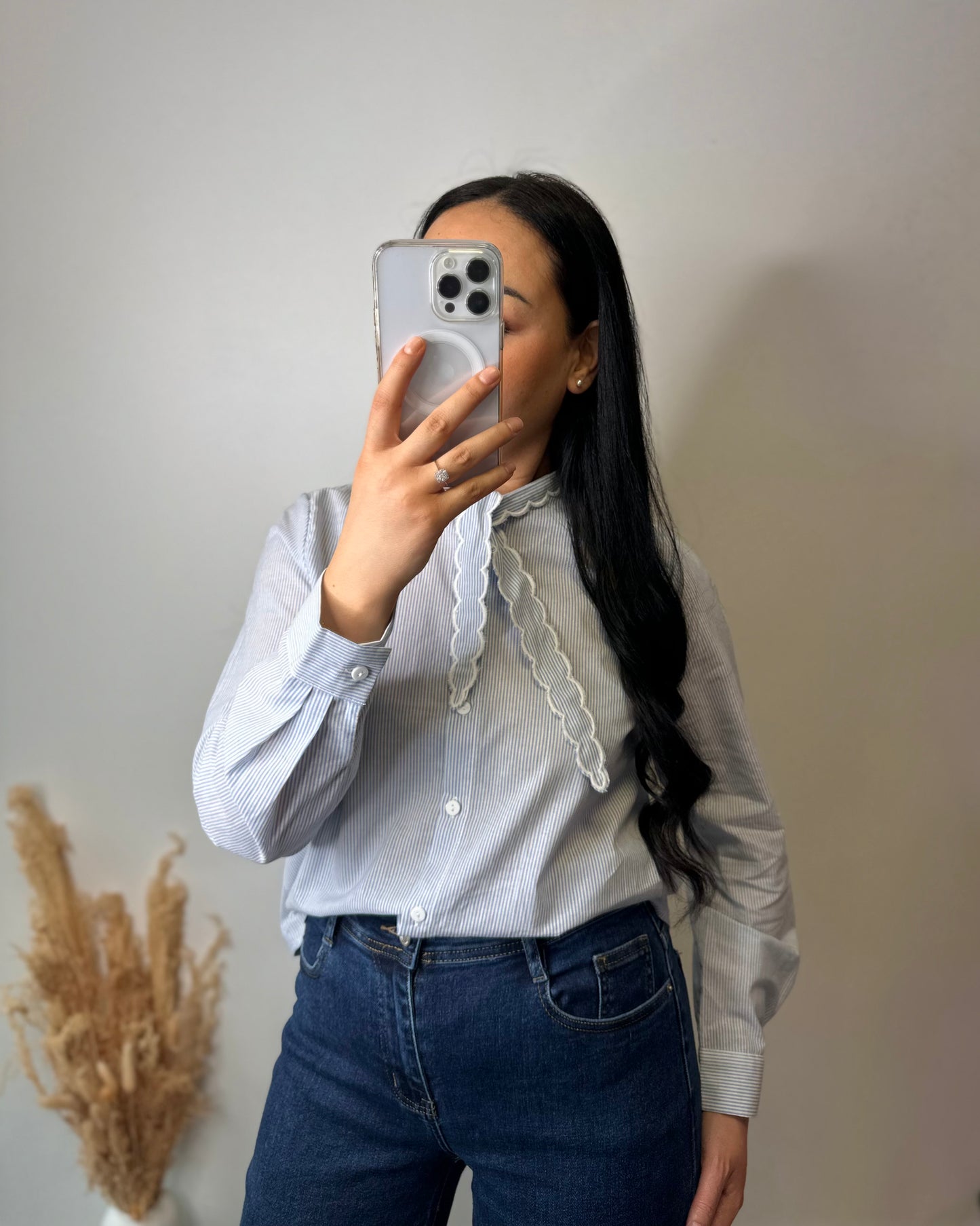 Chemise à rayures bleu et noeud - CONSTANCE