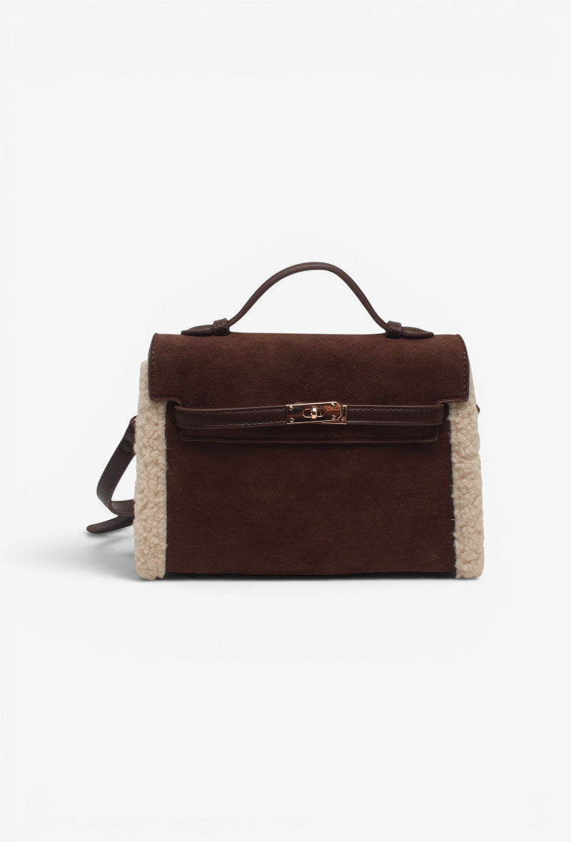 Sac suédine détails Teddy format petit chocolat