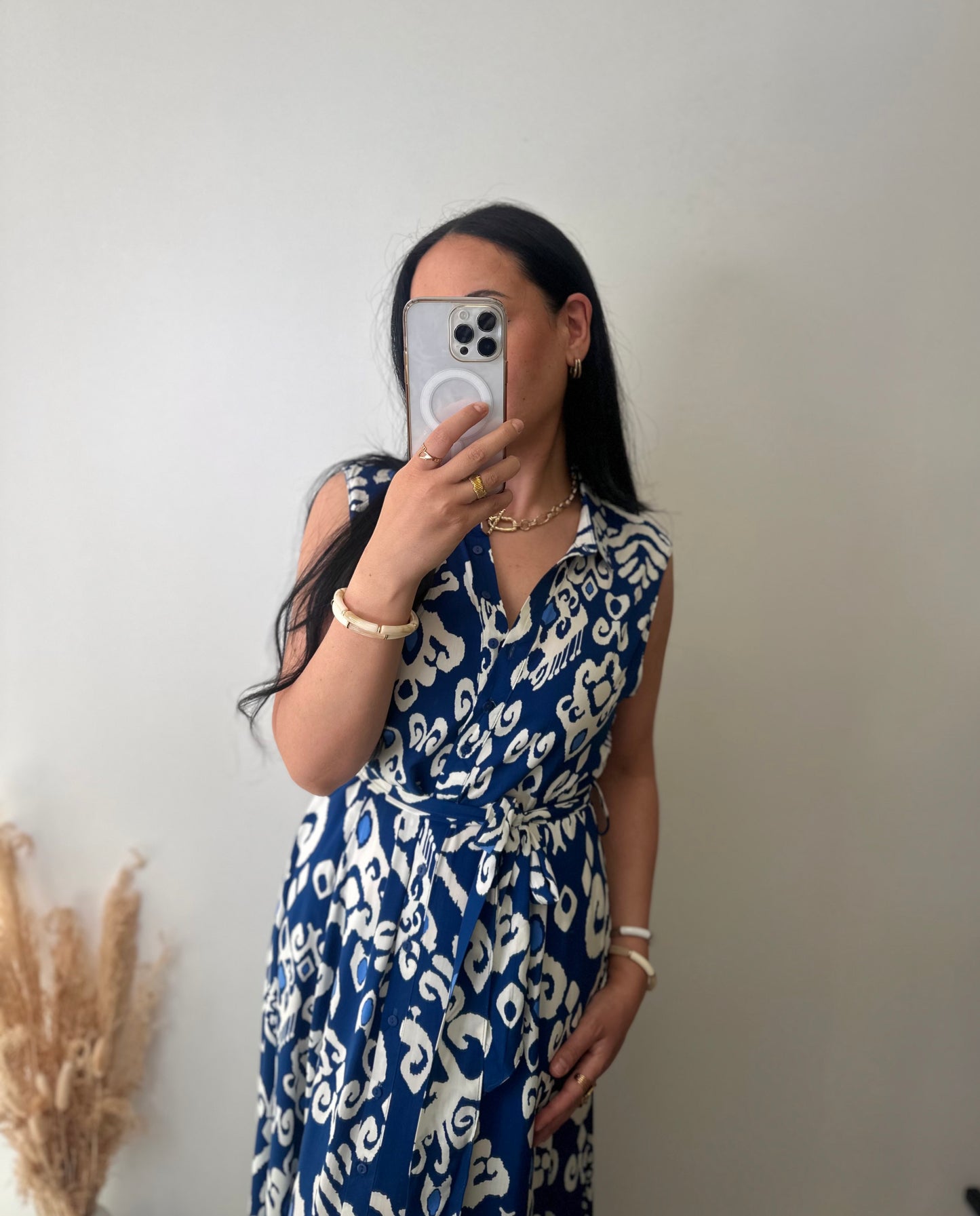 Robe fluide à poches en viscose imprimé