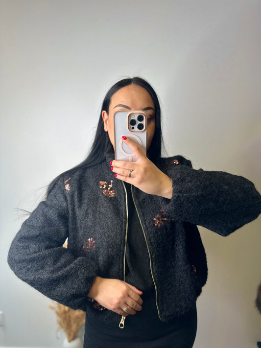 Veste bomber en laine à sequins - ELSA