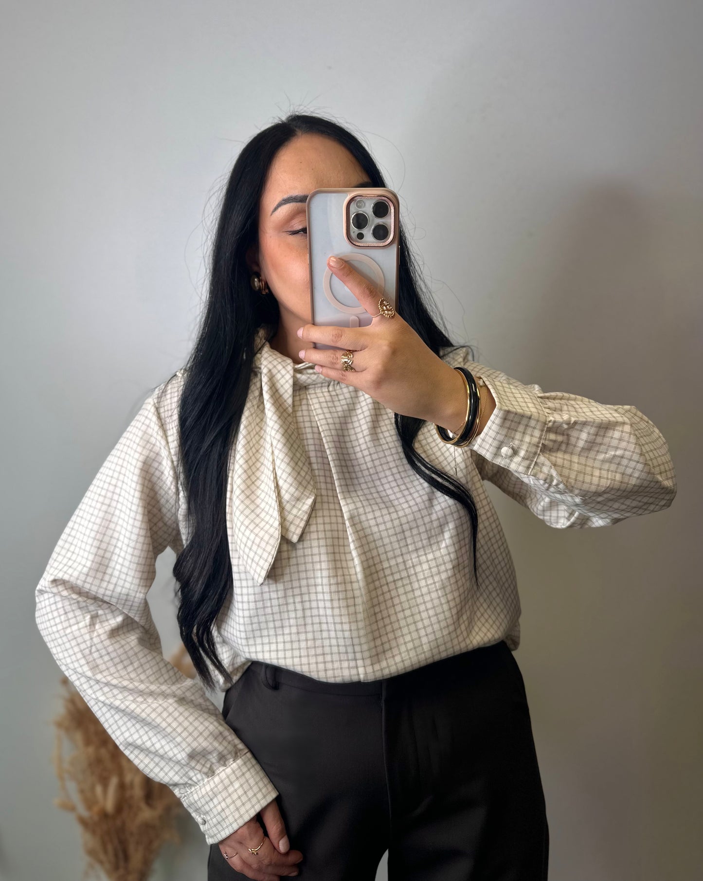 Chemisier à carreaux et noeud - JADE