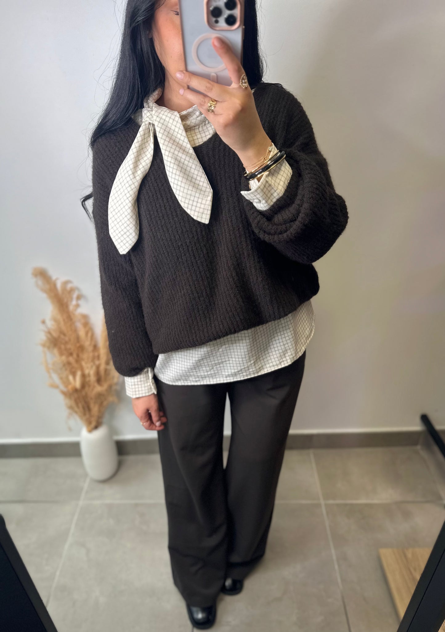 Chemisier à carreaux et noeud - JADE